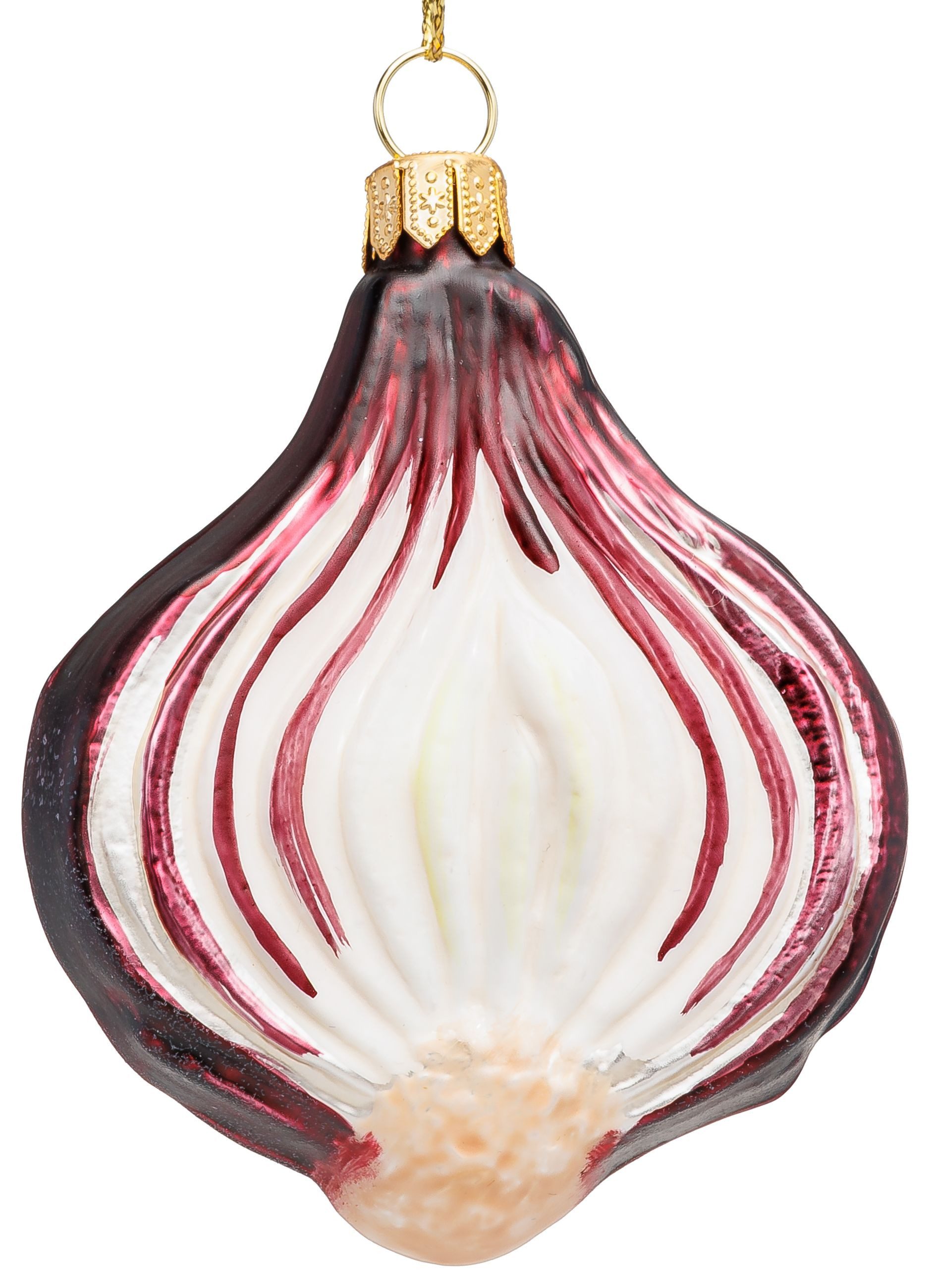 SIKORA Weihnachtsbaumkugel Rote Zwiebel besondere Weihnachtskugel Glas Figur Anhänger – BS060, Premium Christbaumschmuck Deko - traditionell & außergewöhnlich