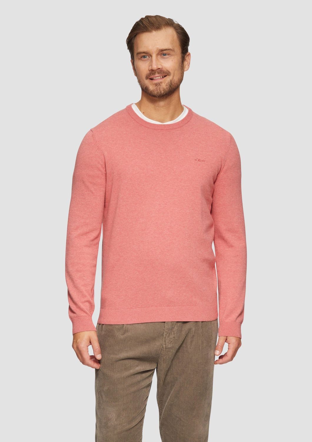 s.Oliver Rundhalspullover Casual (1-tlg) mit gesticktem Logo, Feinstrick, C günstig online kaufen