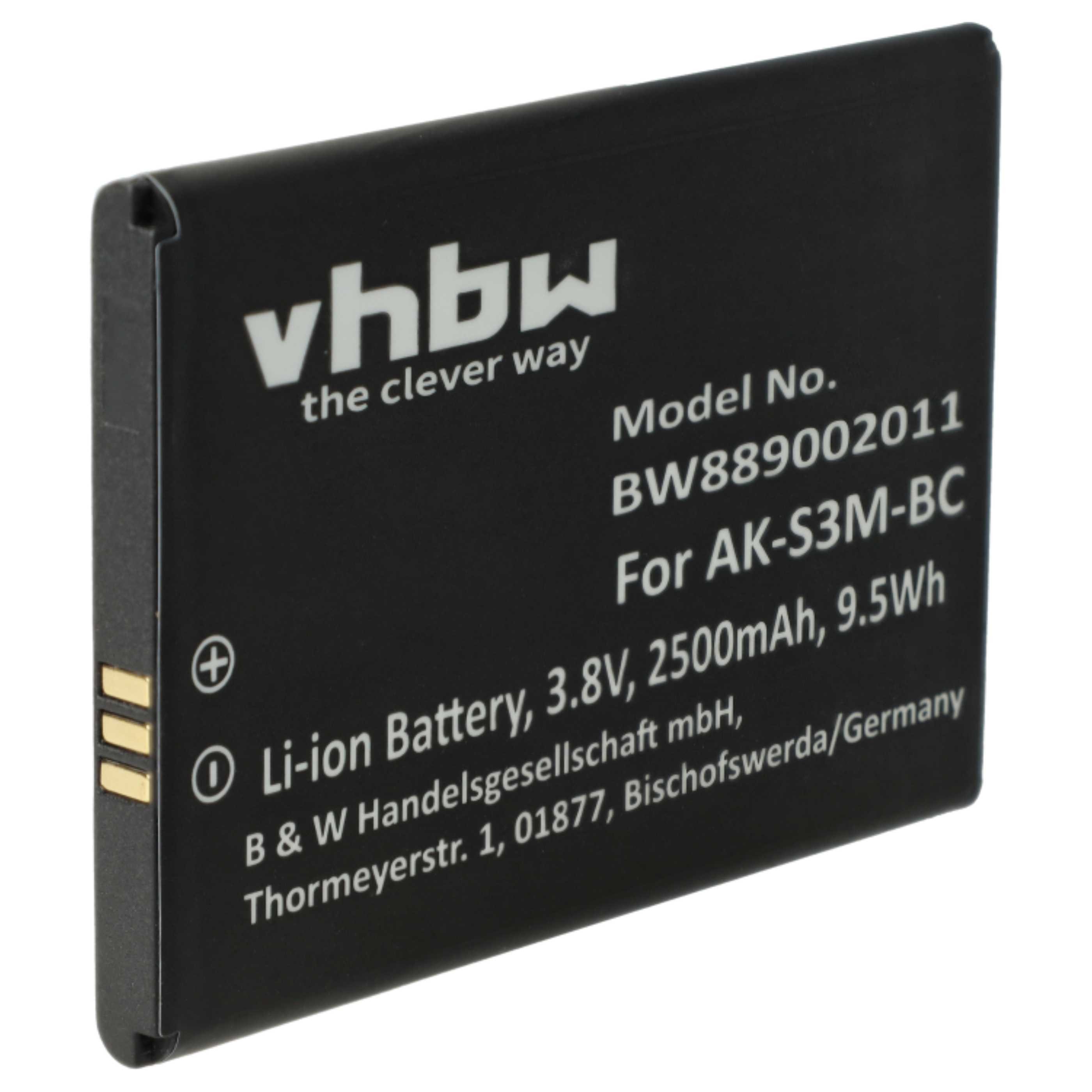 vhbw vhbw Akku kompatibel mit Emporia SMART.4, SMART.3 mini Handy Smartphon Handy-Akku Akku Li-Polymer 2500 mAh (3,8 V, 1 St), Leistungsfähiger Austausch-Akku für Telefon, Smartphone