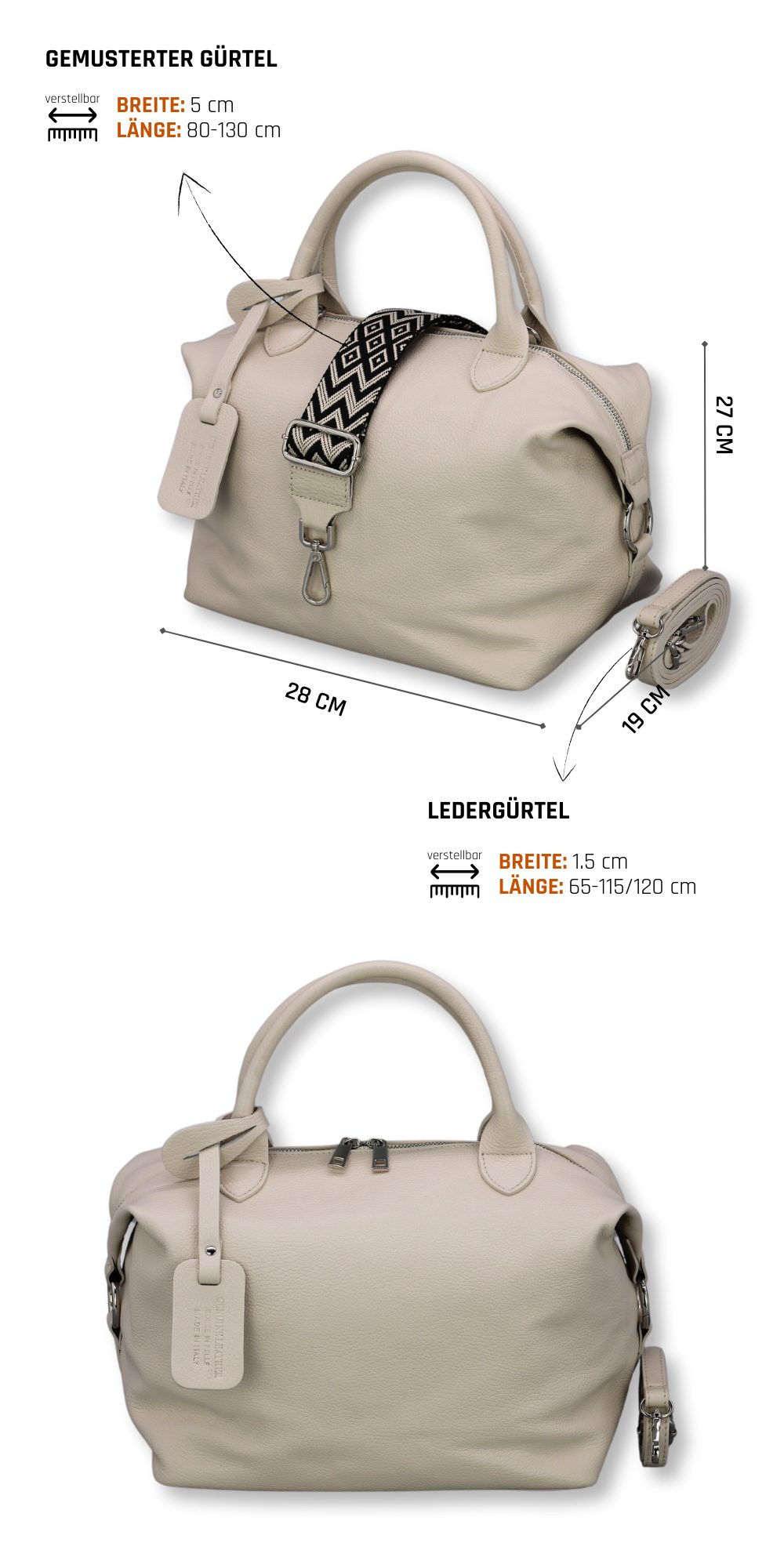Adel Bags Schultertasche BIANCA Umhängetasche für Damen, Schultertasche Han günstig online kaufen