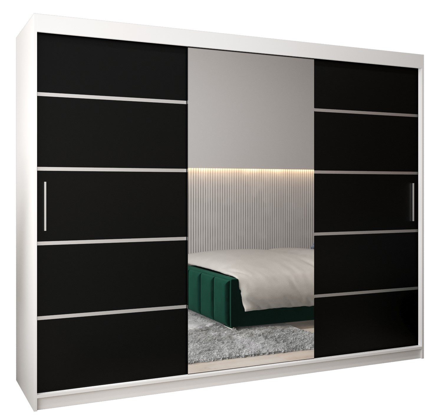 ABIKS MÖBEL Schwebetürenschrank Verona 2 Schlafzimmerschrank, mit Spiegel, Kleiderstange und Regalen