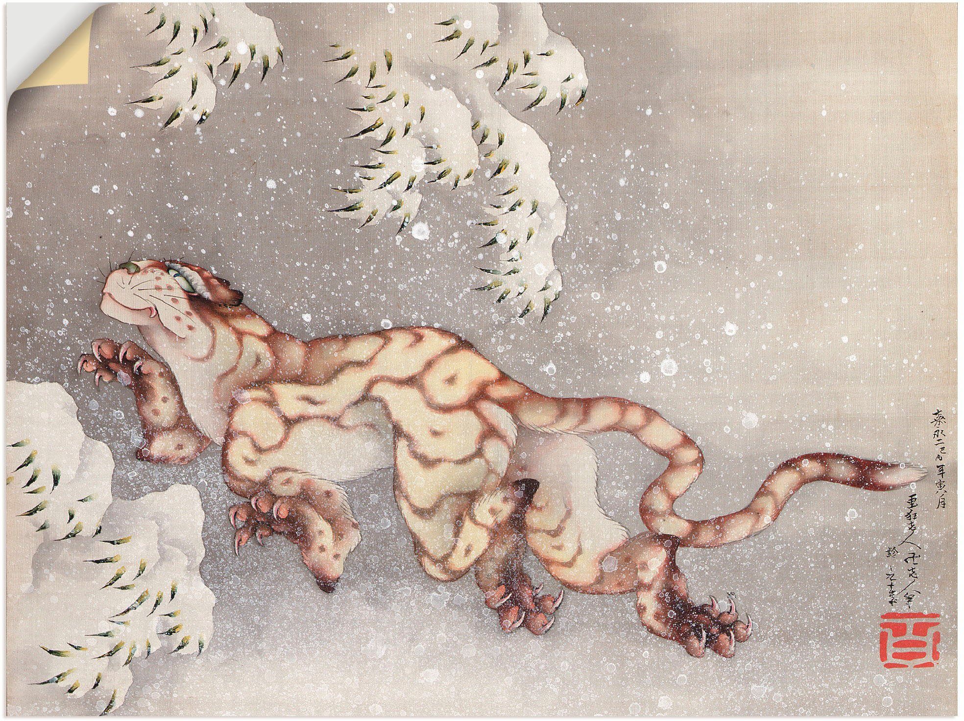 Artland Wandbild Tiger in einem Schneesturm. Edo-Zeit, Wildtiere (1 St), als Leinwandbild, Wandaufkleber oder Poster in versch. Größen
