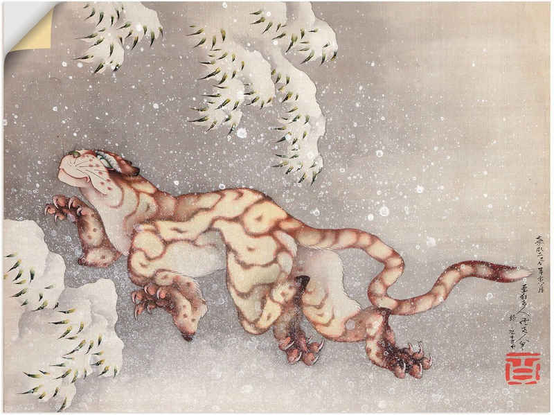 Artland Wandbild Tiger in einem Schneesturm. Edo-Zeit, Wildtiere (1 St), als Leinwandbild, Wandaufkleber in verschied. Größen