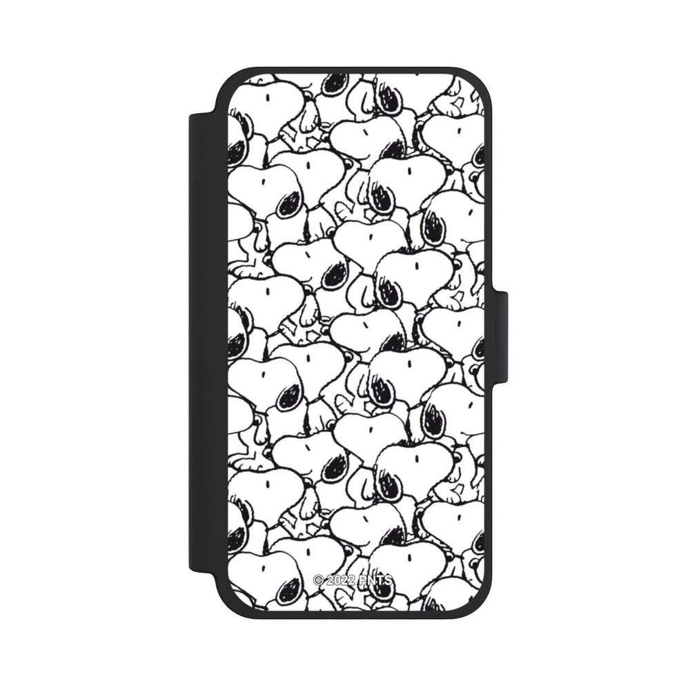 NIVOCASE Handyhülle Snoopy Muster Peanuts Snoopy Pattern Black And White, Apple iPhone 12 mini Klapphülle Handyhülle aus Kunst Leder