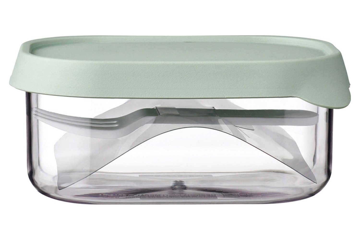 Mepal Lunchbox Fruchtbox ELLIPSE, 250 ml, Grün, Transparent, Kunststoff, inkl. Gabel, Spülmaschinengeeignet, B 11,3 x H 5 x T 8 cm