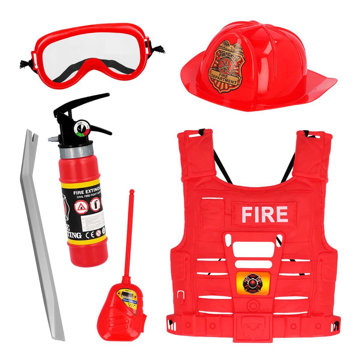 Boland Kostüm Feuerwehr Notfall Ausrüstung für Kinder - Fasching, Alles, was der kleine Brandmeister zur Feuerbekämpfung braucht