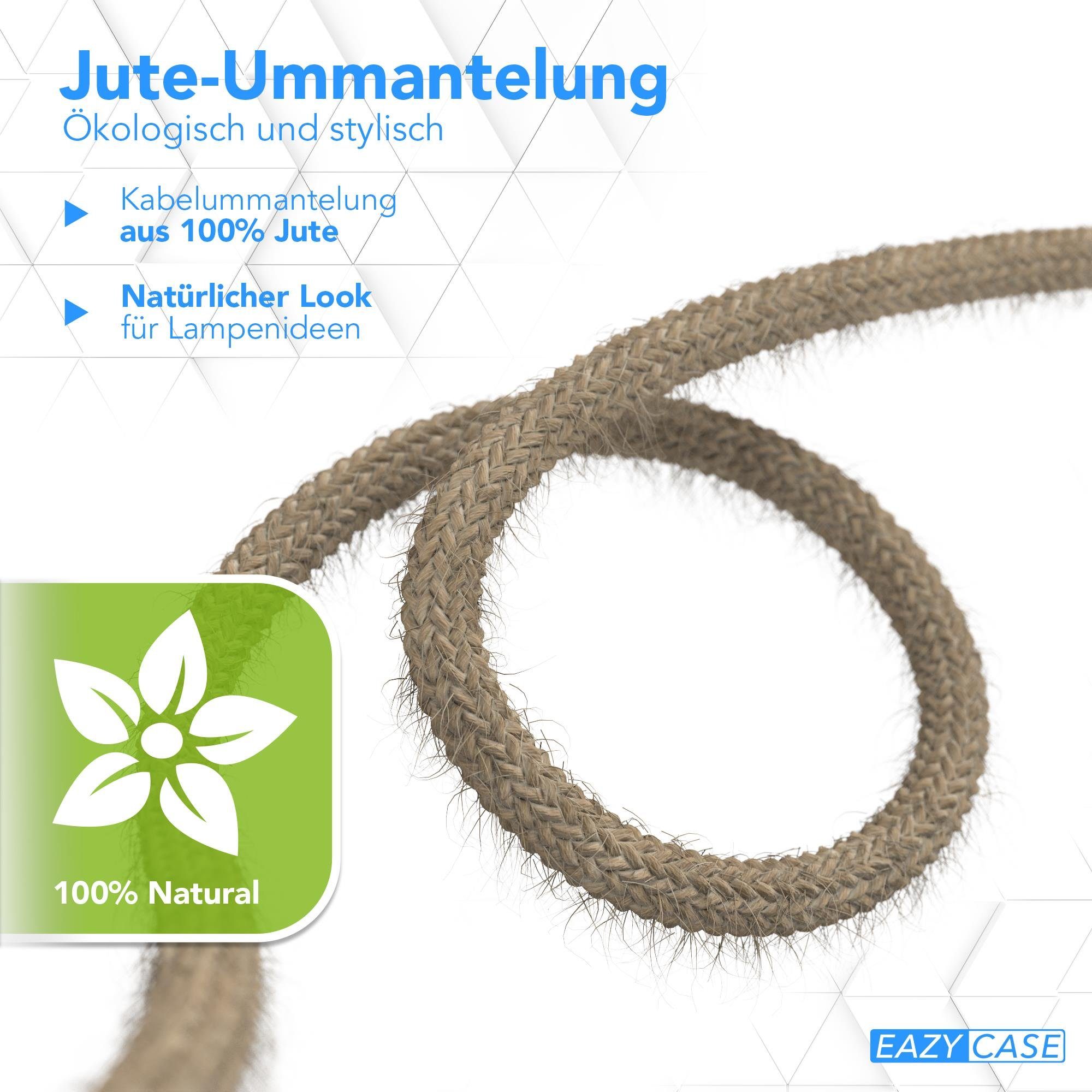 EAZY CASE Lampenfassung E27 Lampensockel mit 3,5m Textil Kabel & Schalter, (1-St), E27 Fassung mit Schalter und dekoratives Lampenkabel DIY Lampe Natur