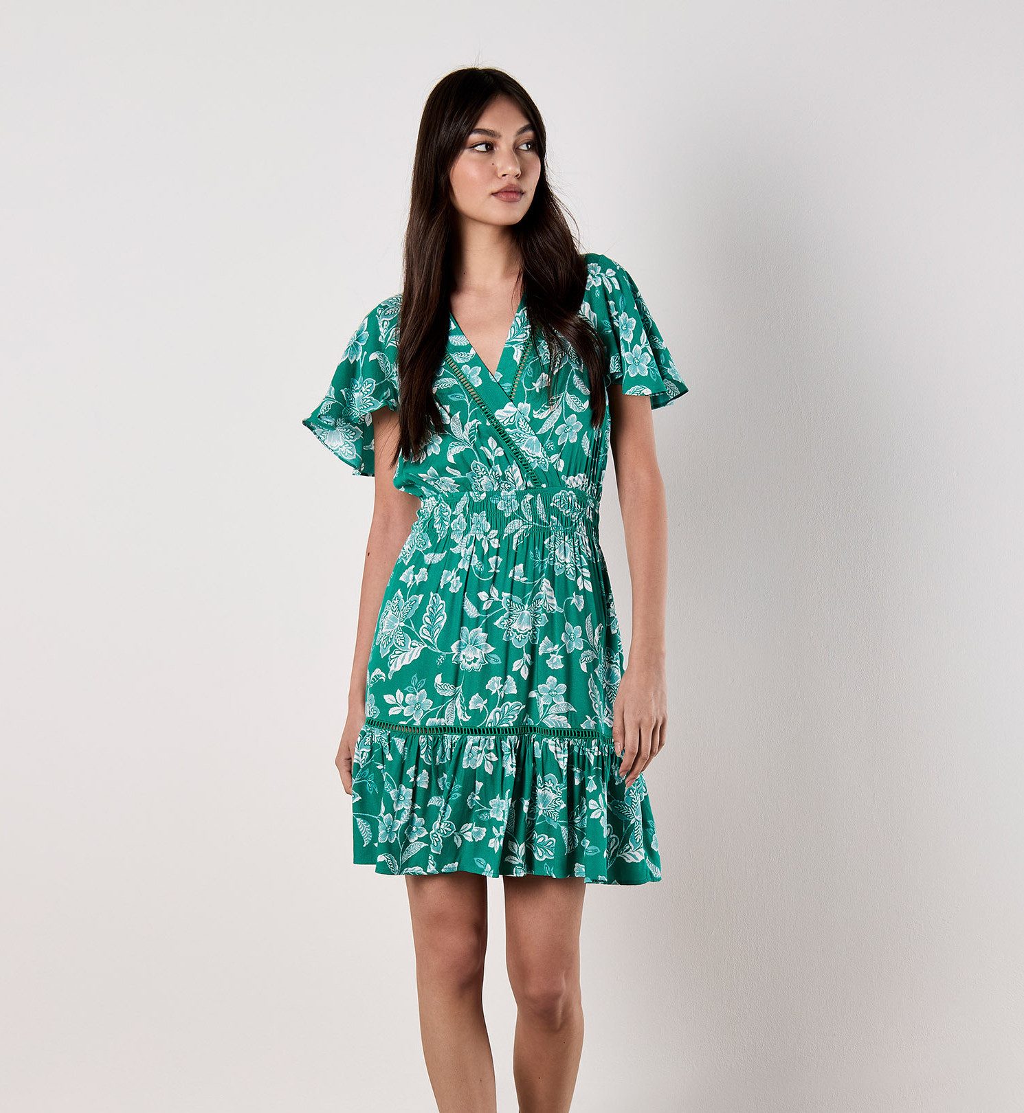 Apricot Druckkleid Sarasa Wickel-Minikleid, mit Flügelarmen günstig online kaufen