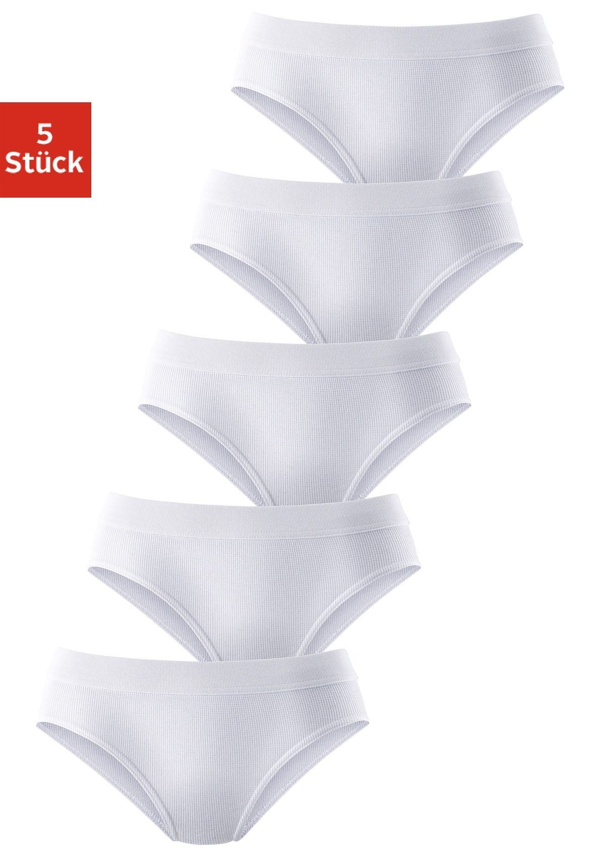 5-St) weiß Hüftslip Baumwoll-Qualität petite (Packung, aus elastischer fleur