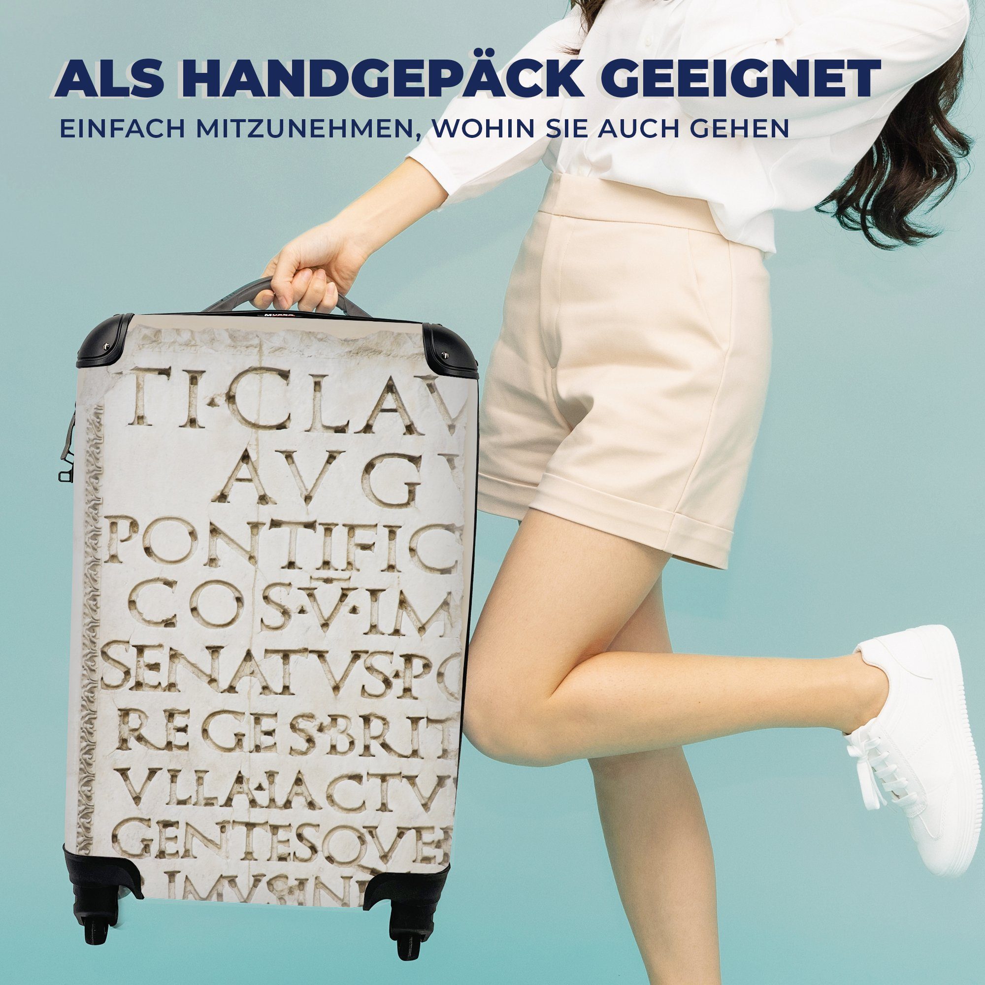 MuchoWow Handgepäckkoffer Koffer Handgepäck Fotokoffer Trolley Kinderkoffer Extra Leicht Zitate, 4 Rollen, Trolley Reisekoffer, Passend in 55x40x23 cm und 55x40x20 cm, Koffer Hartschalenkoffer