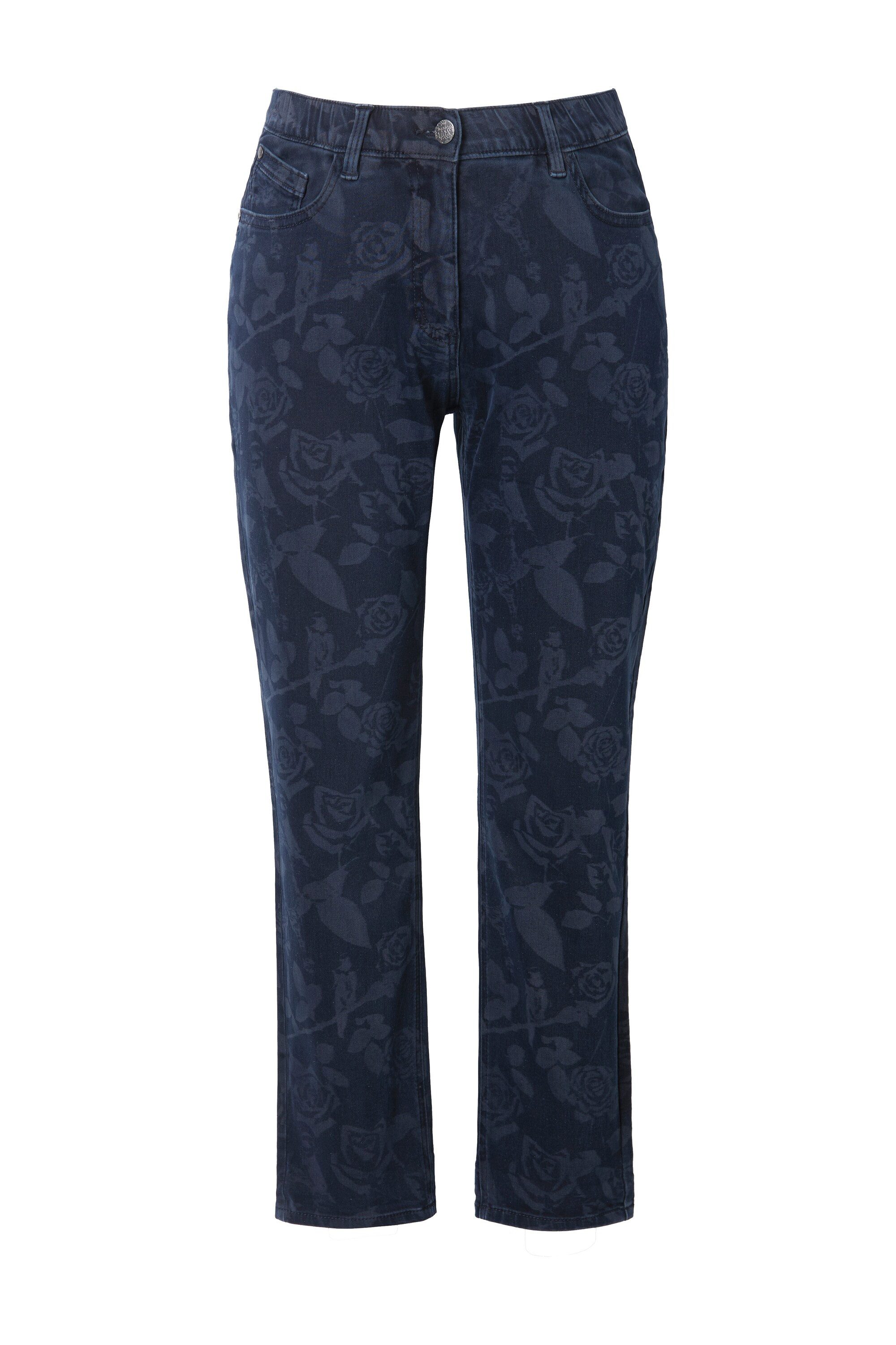 Ulla Popken Regular-fit-Jeans Boyfriend-Jeans Rosenmuster Komfortbund günstig online kaufen