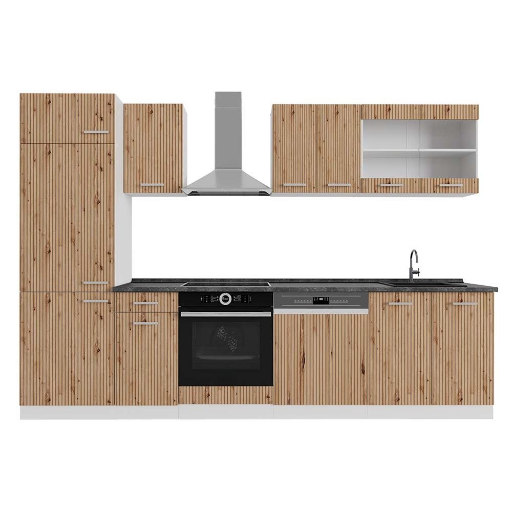 Vicco Küchenzeile R-Line, Artisan Eiche/Weiß, 300 cm, AP Anthrazit