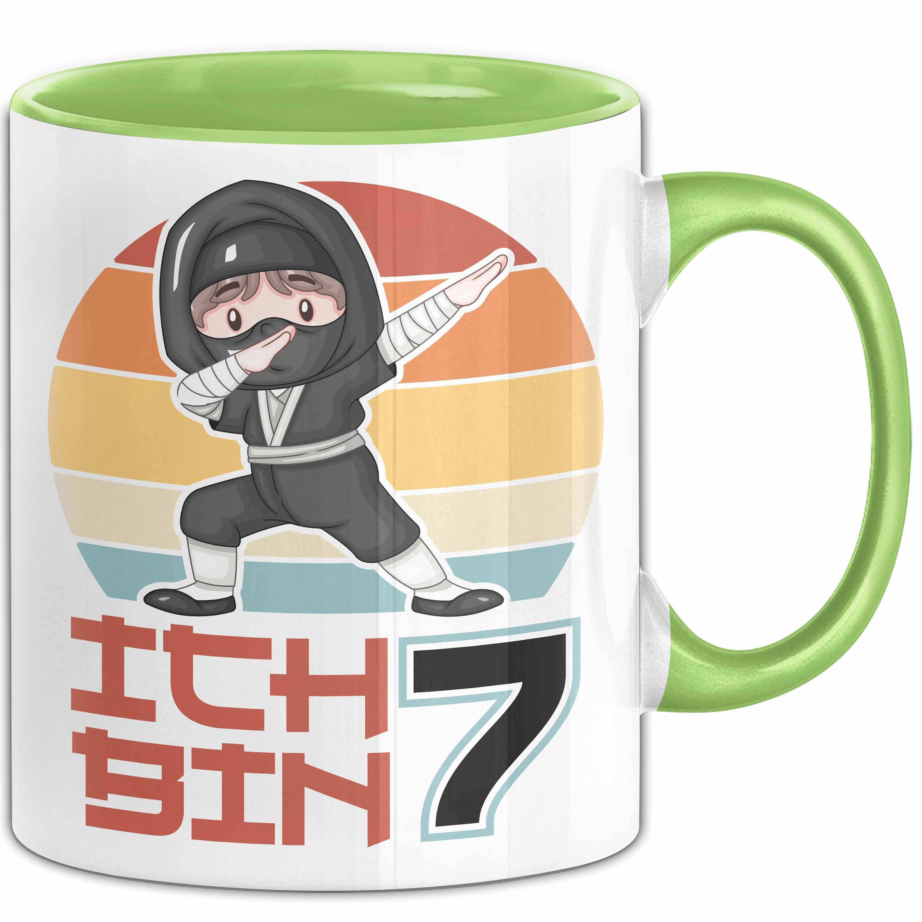 Trendation Tasse Kinder Tasse Geschenk Ich Bin 7 Ninja Junge Geburtstag Spruch, Keramik