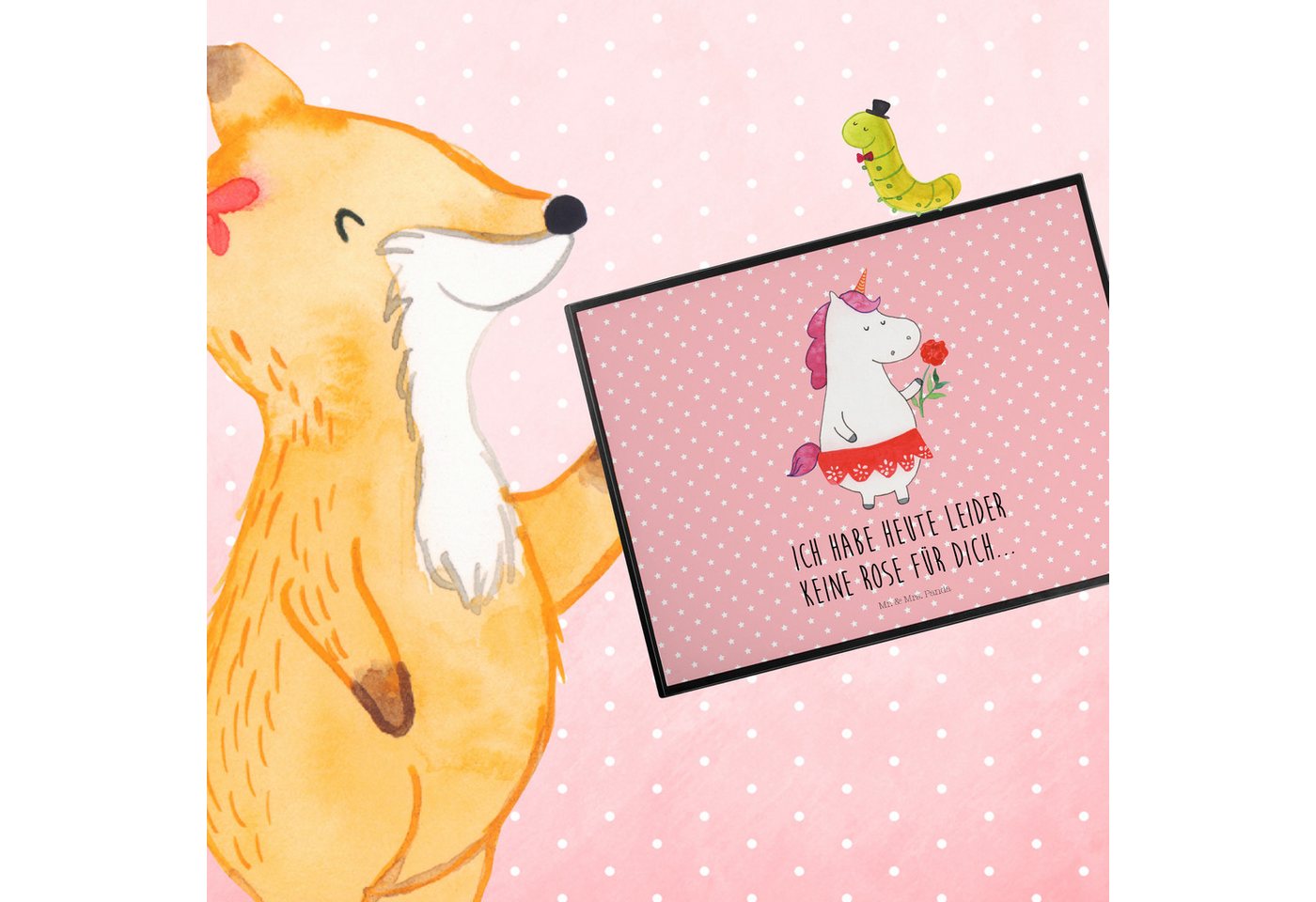 Thumbnail - Mr. & Mrs. Panda Schreibtischunterlage Einhorn Dame - Rot Pastell - Geschenk, Bürobedarf, Büroartikel, Unico, (Packung, ...