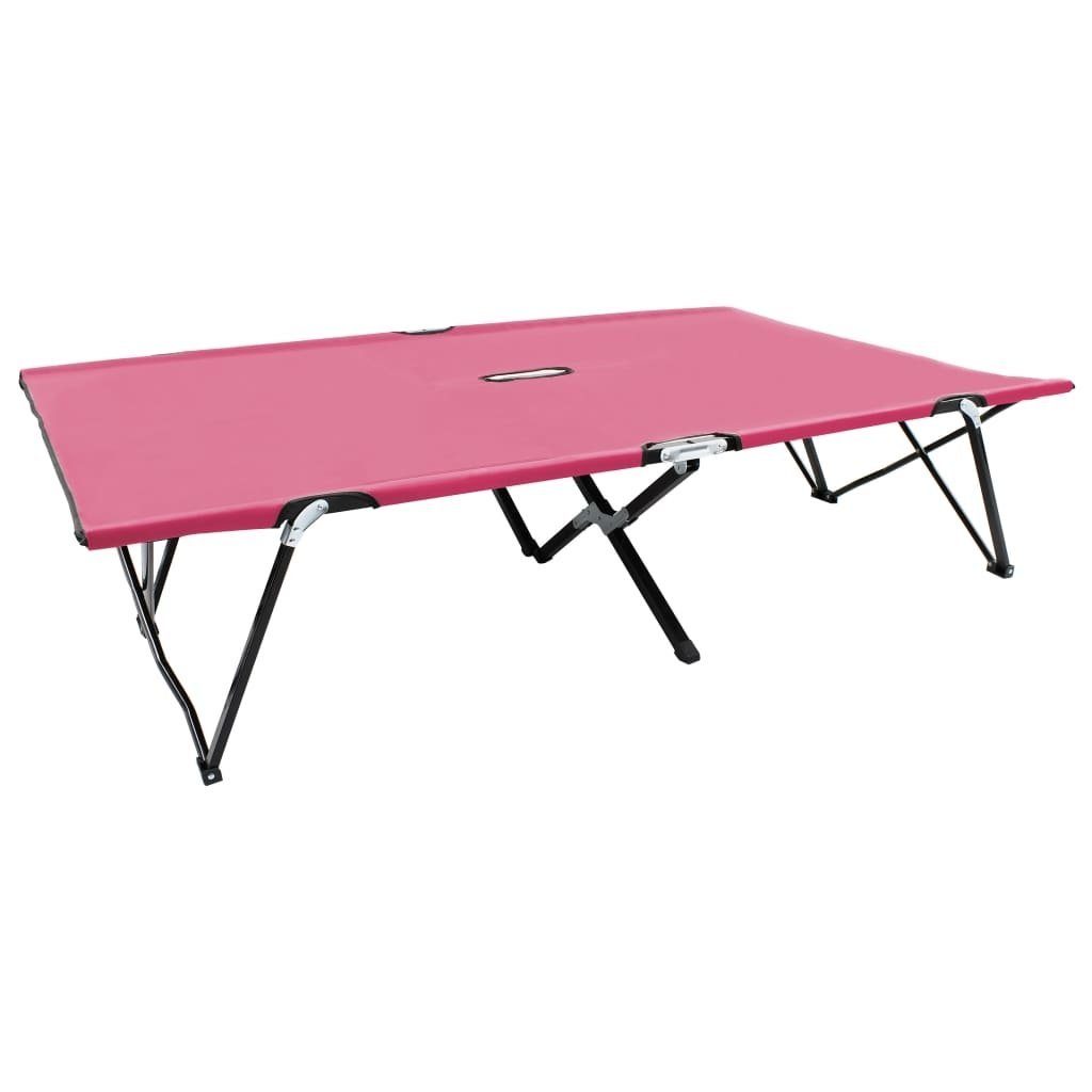 vidaXL Gartenliege aus Stahl, Polyester (600D) in Rosa, B/H/T: 124x44x194 cm