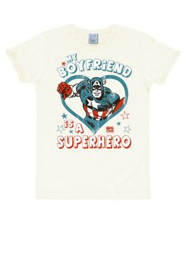 LOGOSHIRT T-Shirt Marvel - Captain America - Boyfriend mit Captain America-Frontprint