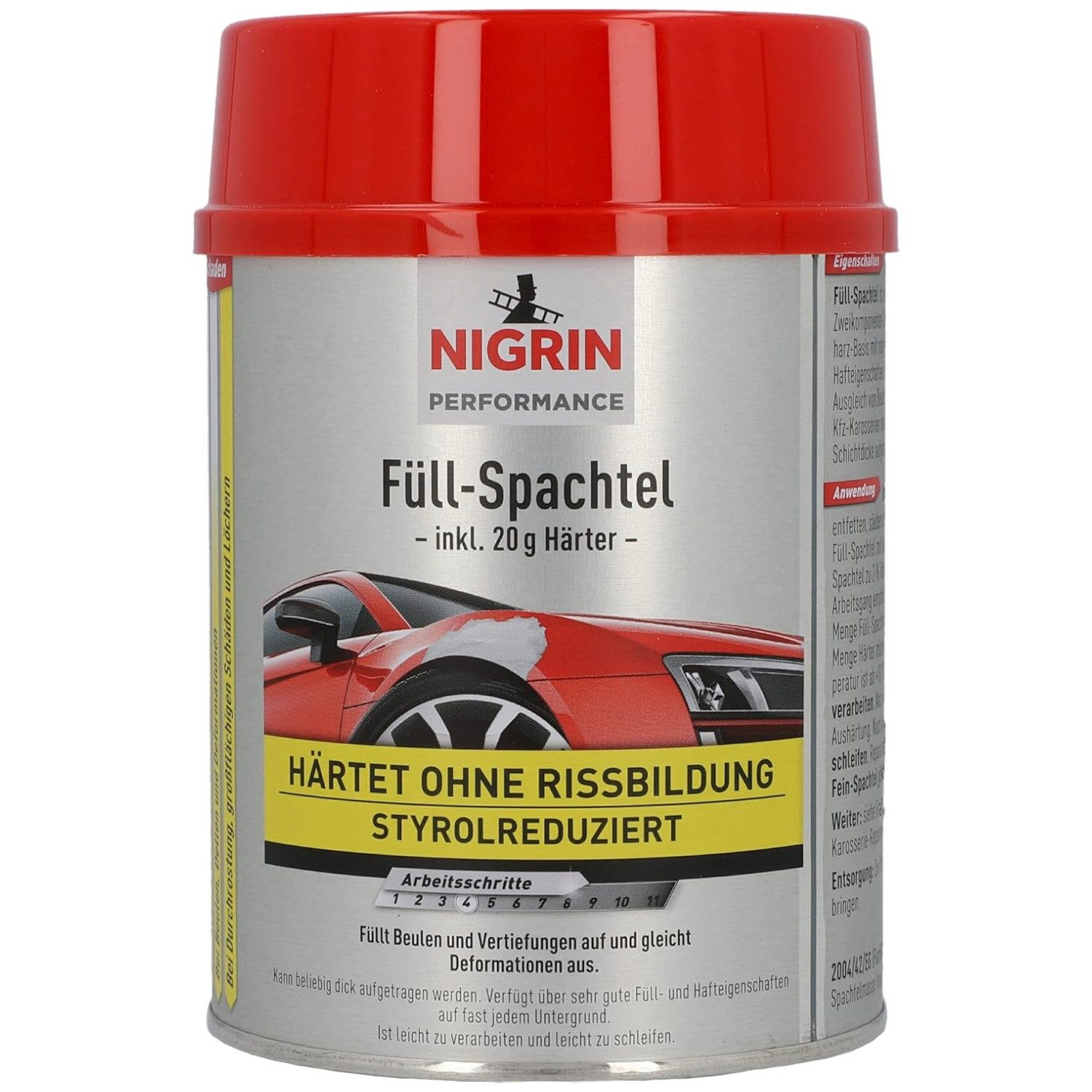 NIGRIN Spachtelmasse 2K Füll-Spachtel mit Härter 1kg Reparatur-Spachtel, 2K günstig online kaufen