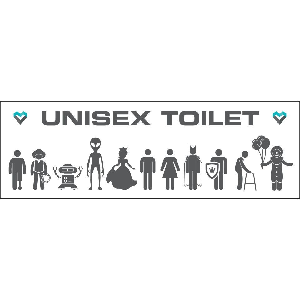 König Werbeanlagen Hinweisschild Aufkleber Toilette Unisex, Folie,  selbstklebend, 200x65mm