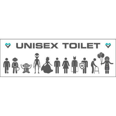 König Werbeanlagen Hinweisschild Aufkleber Toilette Unisex, Folie, selbstklebend, 200x65mm