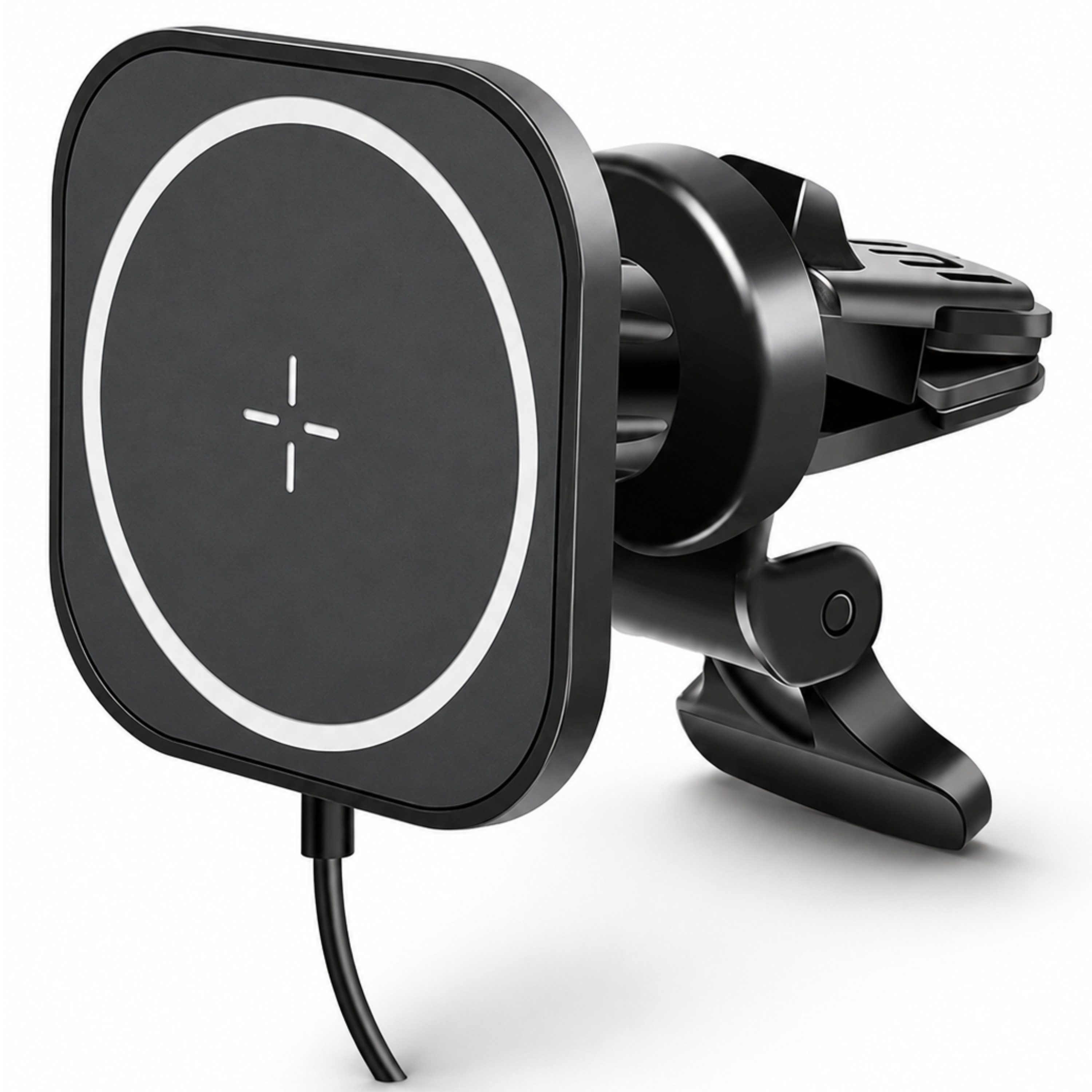 StellarLuma Handy-Halterung Handyhalterung Auto für MagSafe & Qi Ladegerät Lüftung 15W Wireless, (bis 7 Zoll, passend für iPhone, Samsung, Google, LG, HTC und weitere Qi-Geräte, Kompakte Lüftungshalterung mit Wireless-Charging für Qi und MagSafe)
