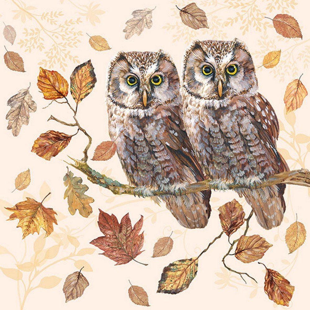 Ambiente Luxury Paper Products Papierserviette 20 Servietten Owl Couple 33x33cm, (20 St)