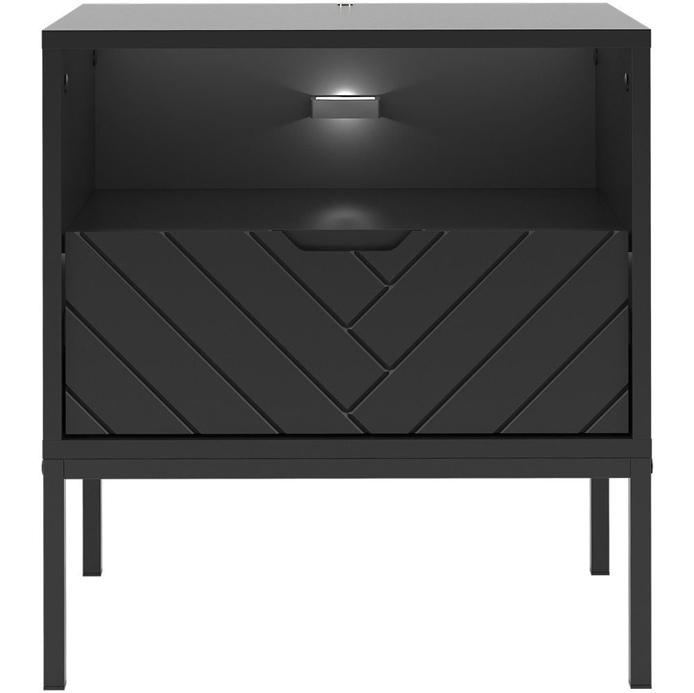 Lomadox Nachttisch ANGERA-140, Nachtschrank Nachtkommode Nachtkästchen Nachtkonsole modern schwarz
