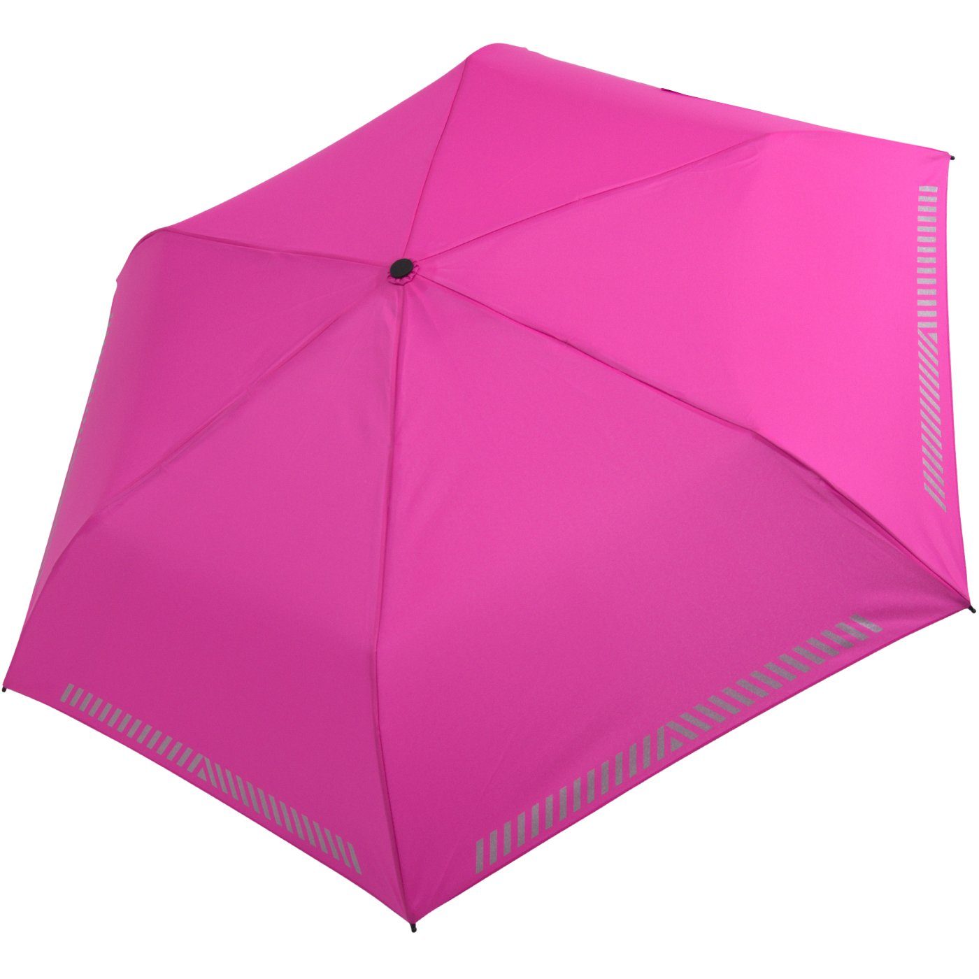 iX-brella Taschenregenschirm Kinderschirm neon durch mit pink - Reflex-Streifen Auf-Zu-Automatik, Sicherheit reflektierend
