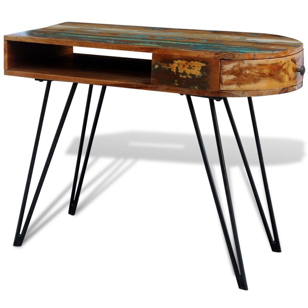 Tisch mit Schreibtisch furnicato Eisenbeinen Altholz
