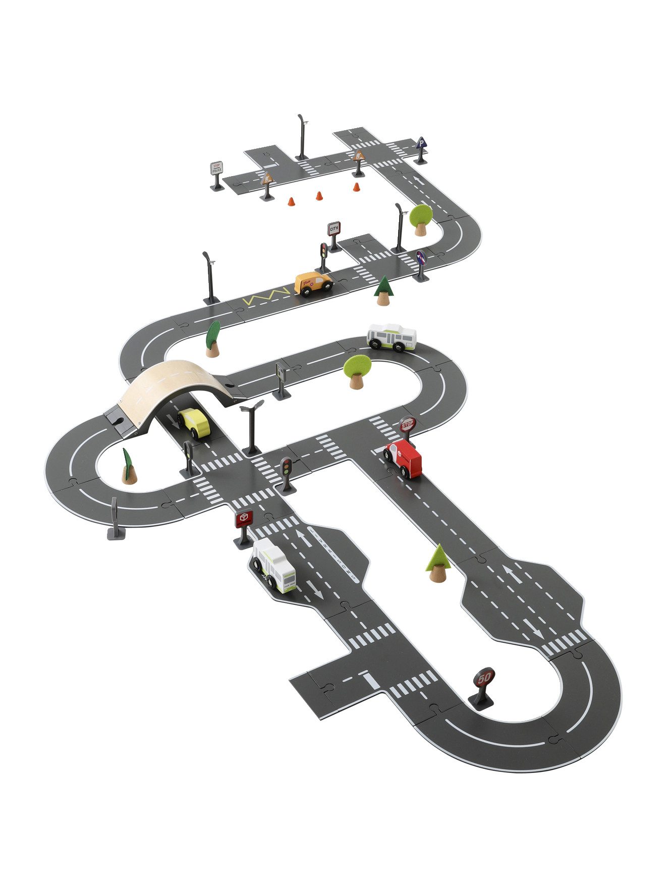 vertbaudet Spielzeug-Auto Straßenset aus Holz FSC® günstig online kaufen