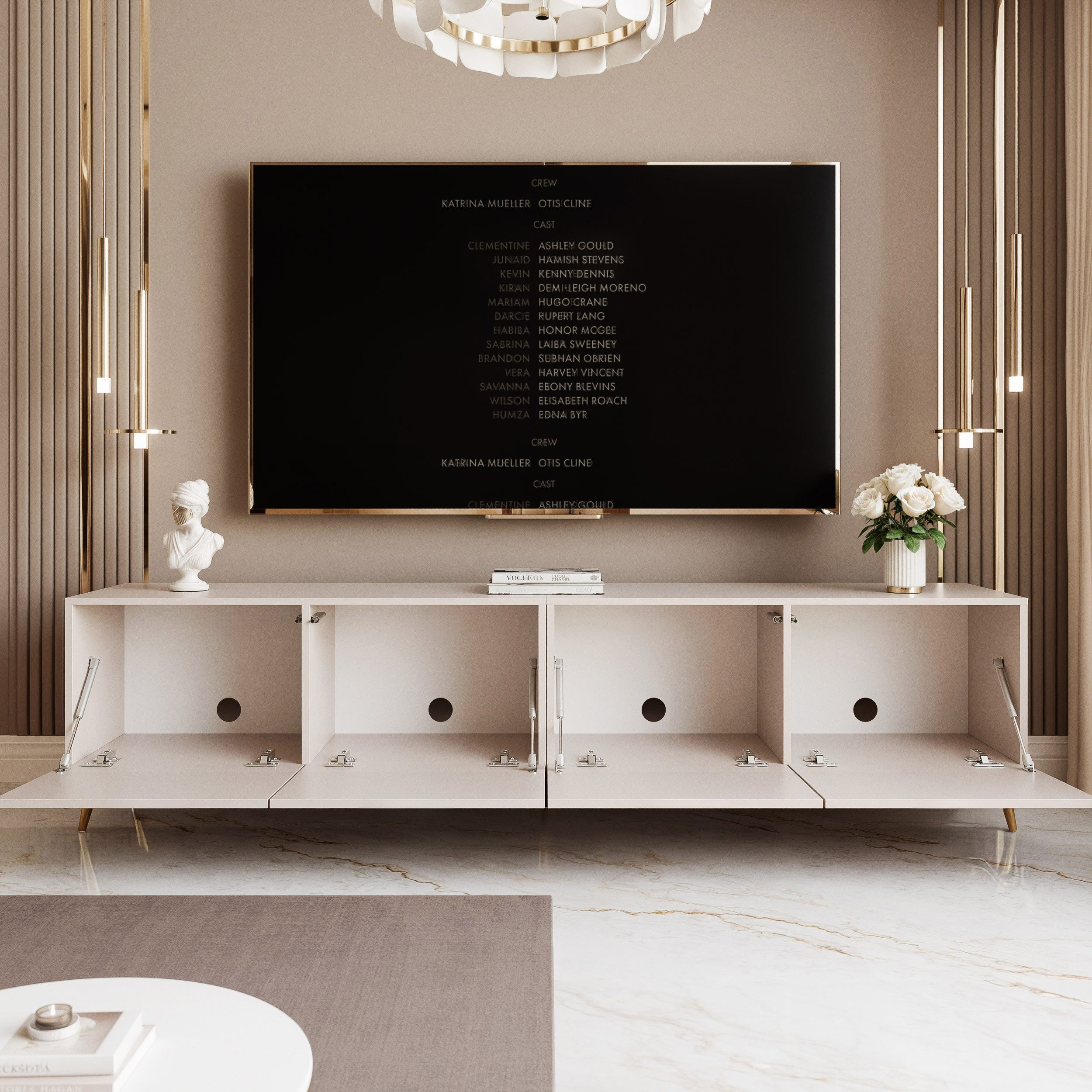 yourhouse24 Lowboard TV ANGEL 200 auf Füßen mit LED-Beleuchtung – Griffloses Design – Bild 4 von 5
