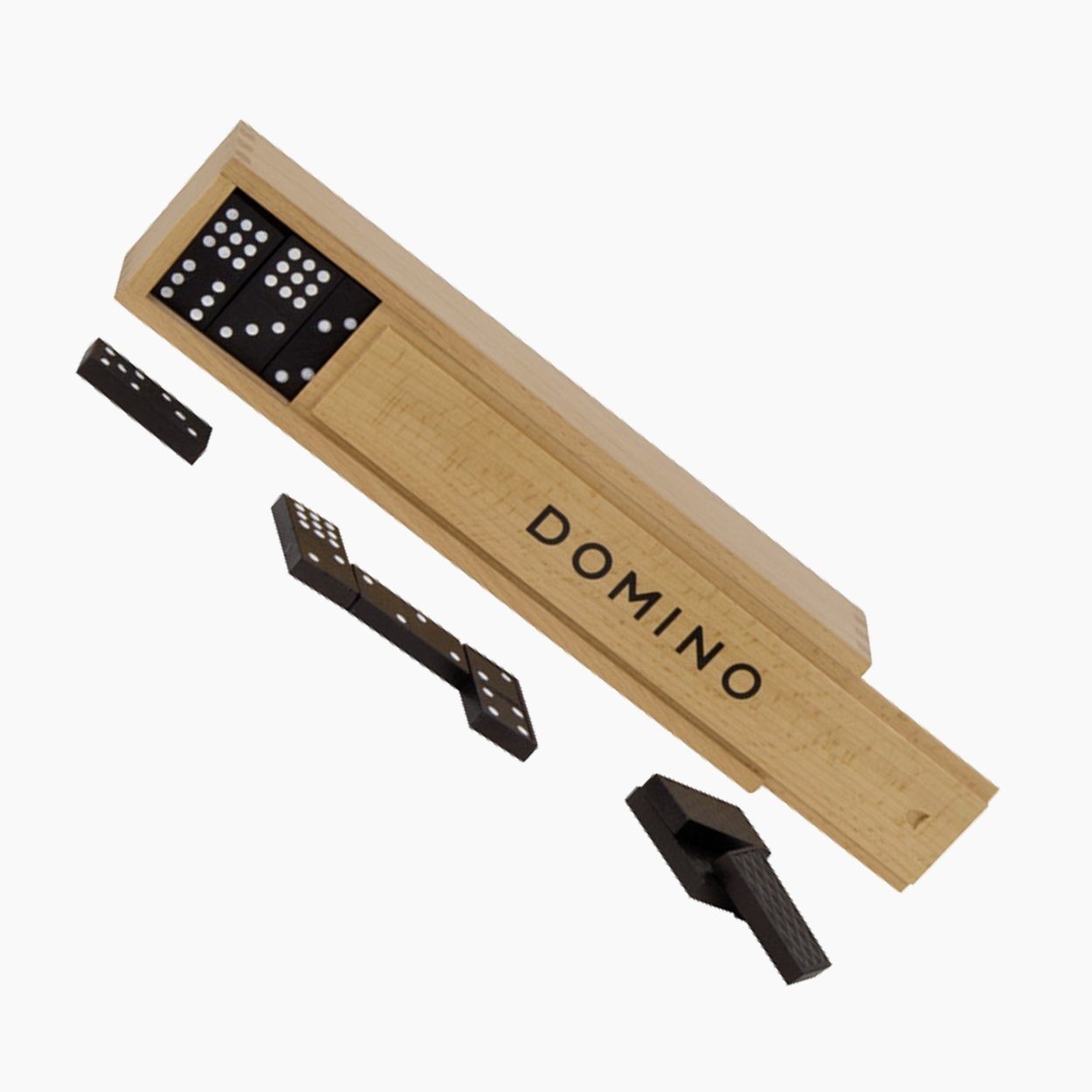 goki Spielesammlung Dominospiel im Holzkasten 55 Steine, Domino-Effekt, Fördert Taktik, Logik und räumliches Denken