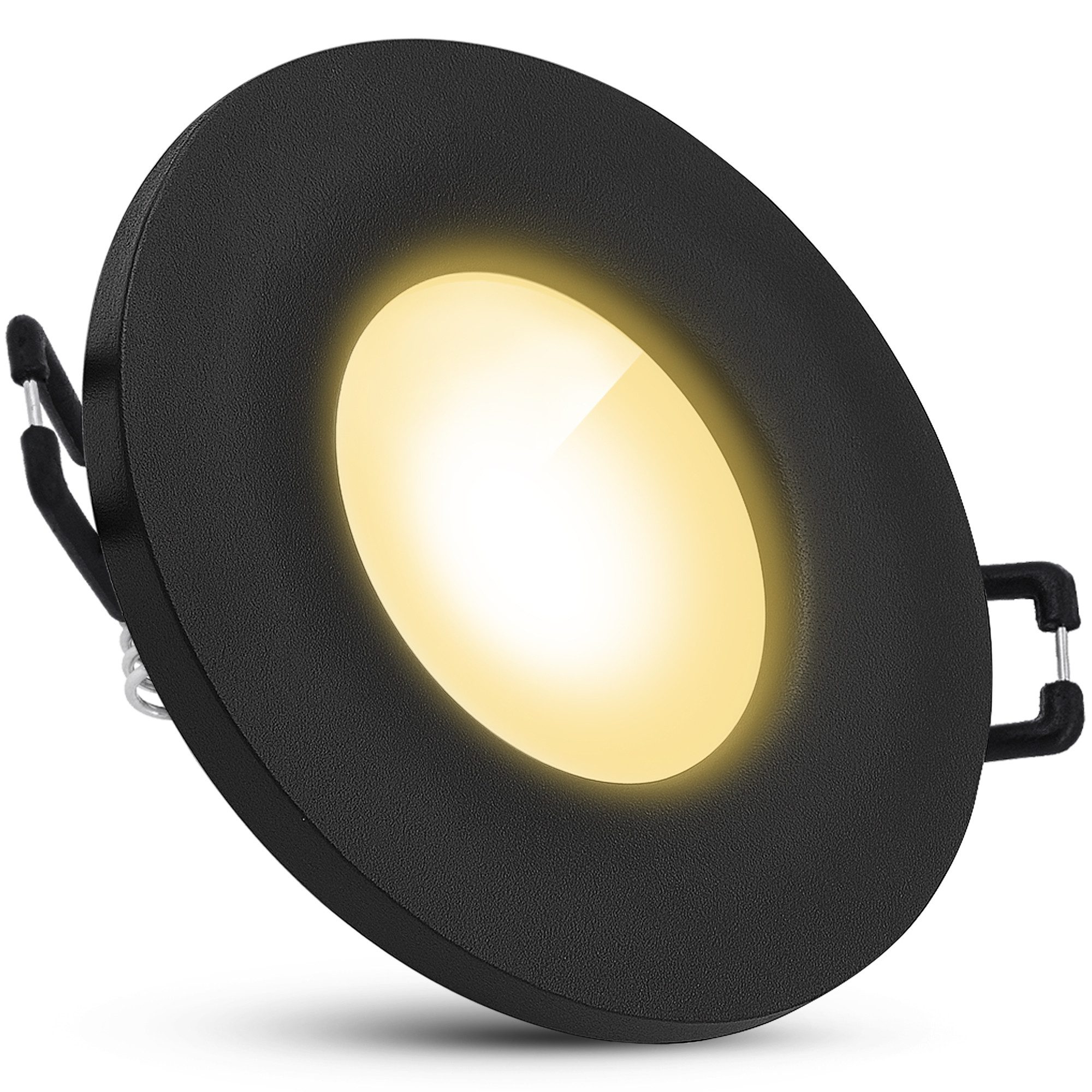 SSC-LUXon LED Außen-Deckenleuchte Einbaustrahler BEDA Schwarz IP65 mit fourSTEP 4W warmweiß Deckenlampe, Warmweiß