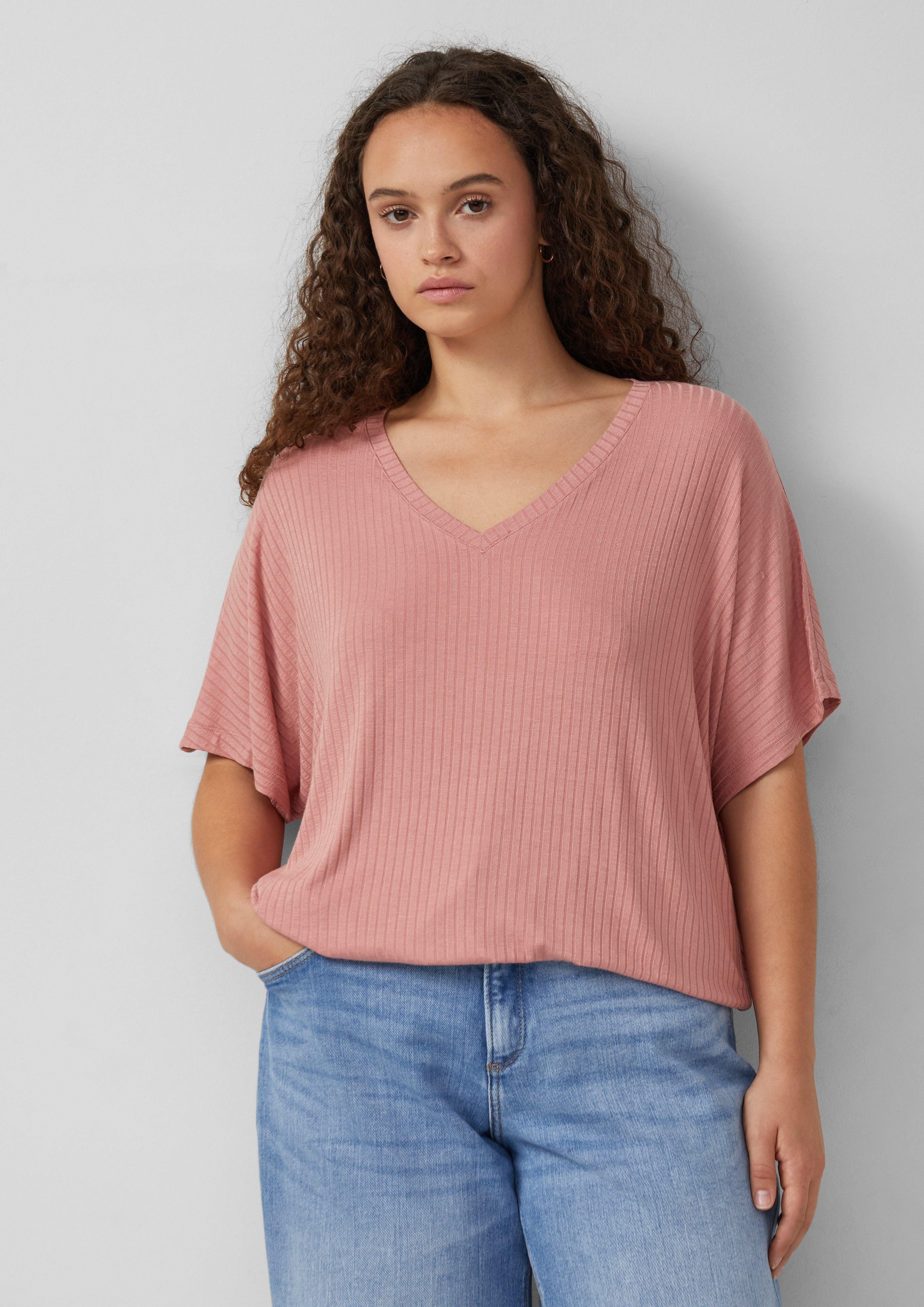 QS Kurzarmshirt Weich fließendes Oversize-Shirt mit günstig online kaufen