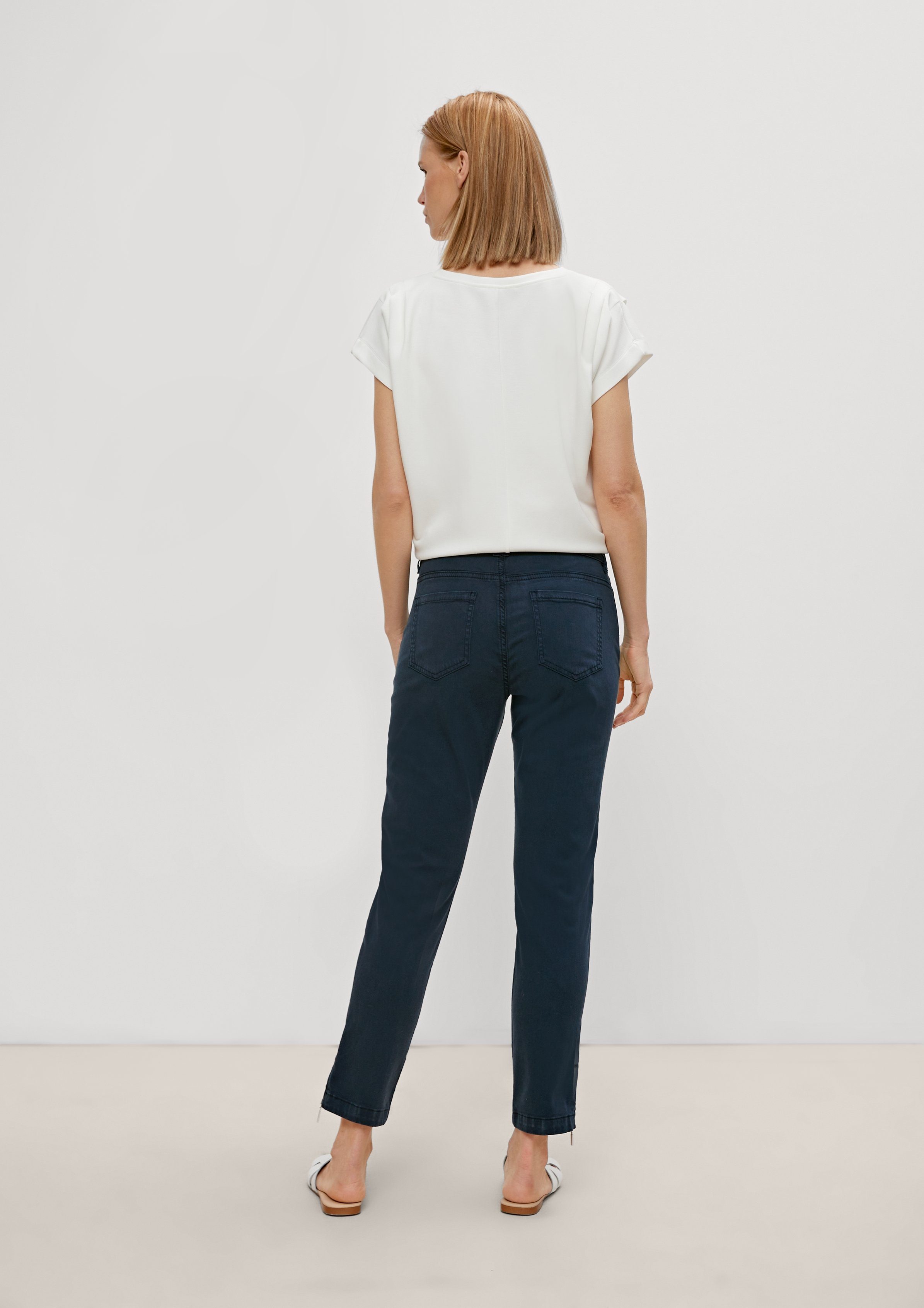 Damen Hosen Comma 7/8-Hose Slim: 7/8-Hose mit Ziernähten (1-tlg) Ziernaht, Reißverschluss