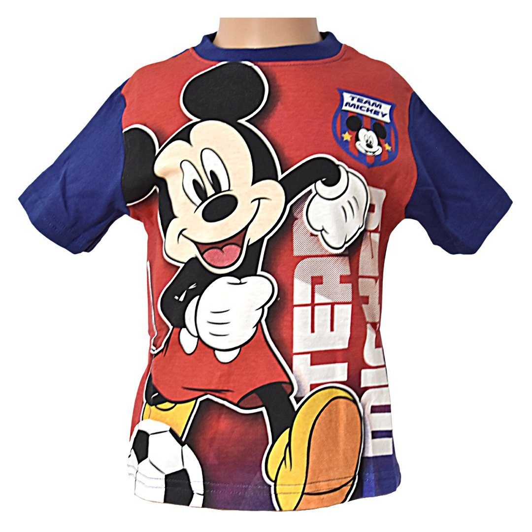 Disney Mickey Kurzarmshirt Mickey Team Jungen T-Shirt Mouse Fußball 116 Dunkelblau 92- Gr. cm