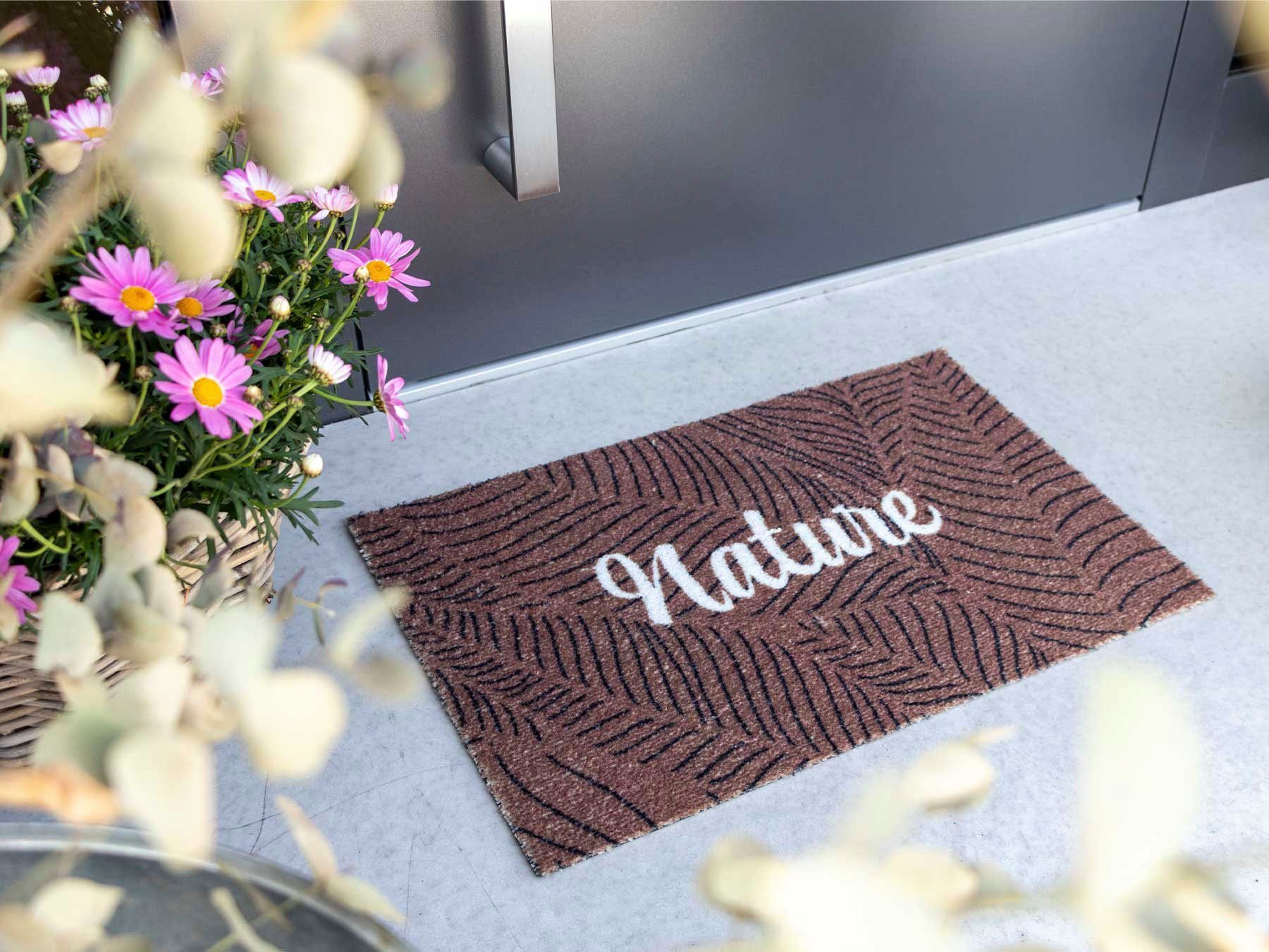 Primaflor-Ideen in Textil Fußmatte Schmutzfangmatte COUNTRY, Nature, rechteckig, Höhe: 7 mm, Schmutzfangmatte, Kokos-Optik, mit Spruch, rutschhemmend, waschbar