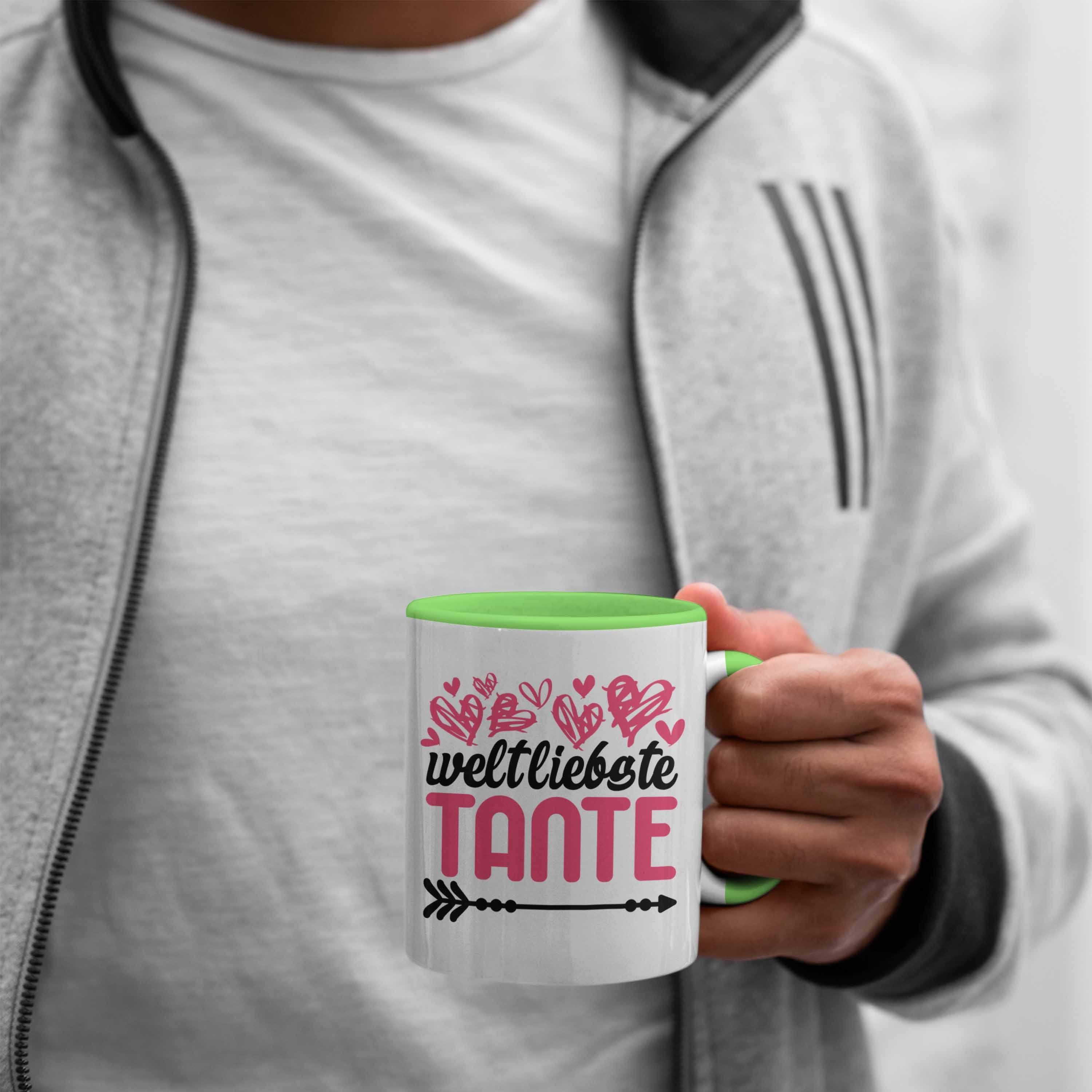 Kaffeetasse Tante Beste Tasse - Tante der Grün Welt Tasse mit Spruch Trendation Trendation Weltliebste für Geschenk