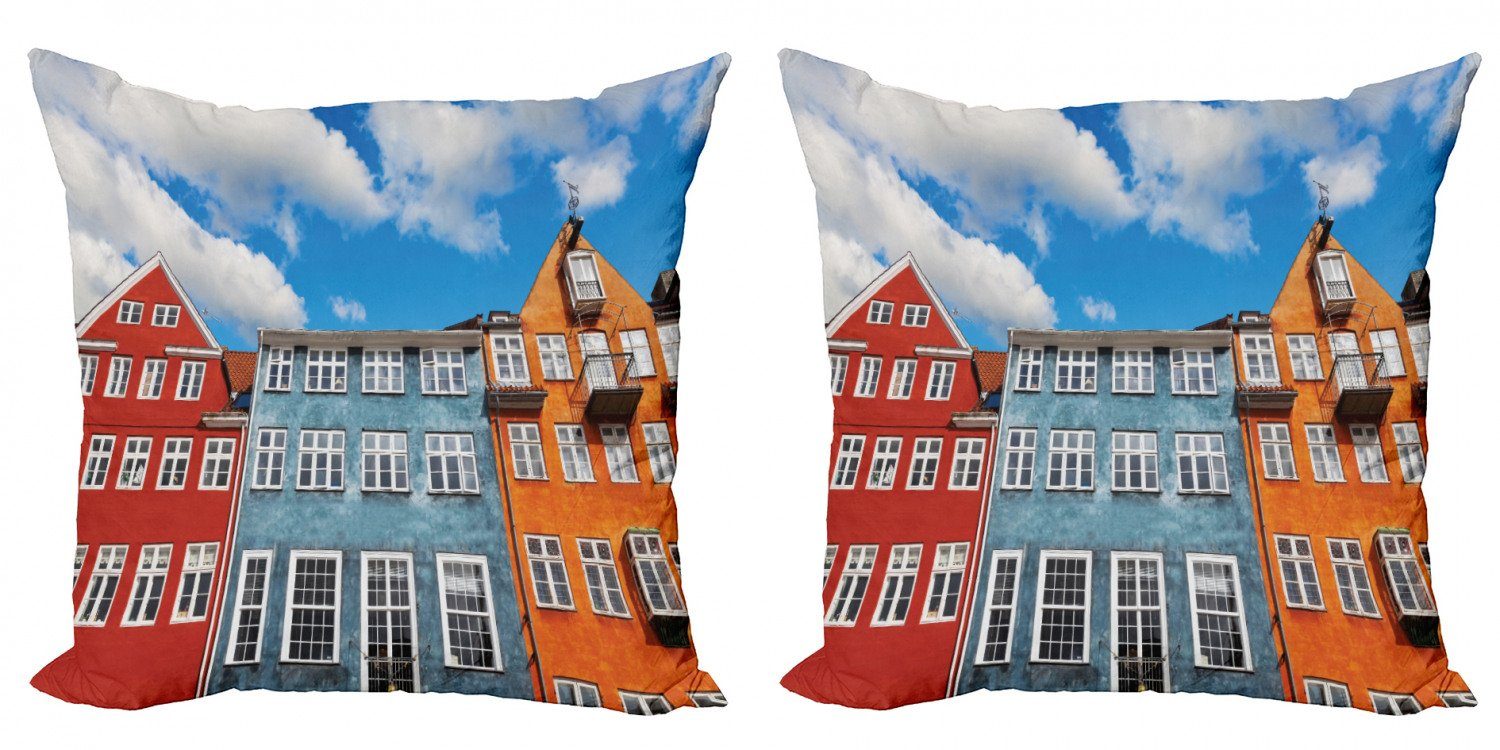 Kissenbezüge Modern Accent Doppelseitiger Digitaldruck, Abakuhaus (2 Stück), Stadt Alte Häuser Nyhan Kopenhagen