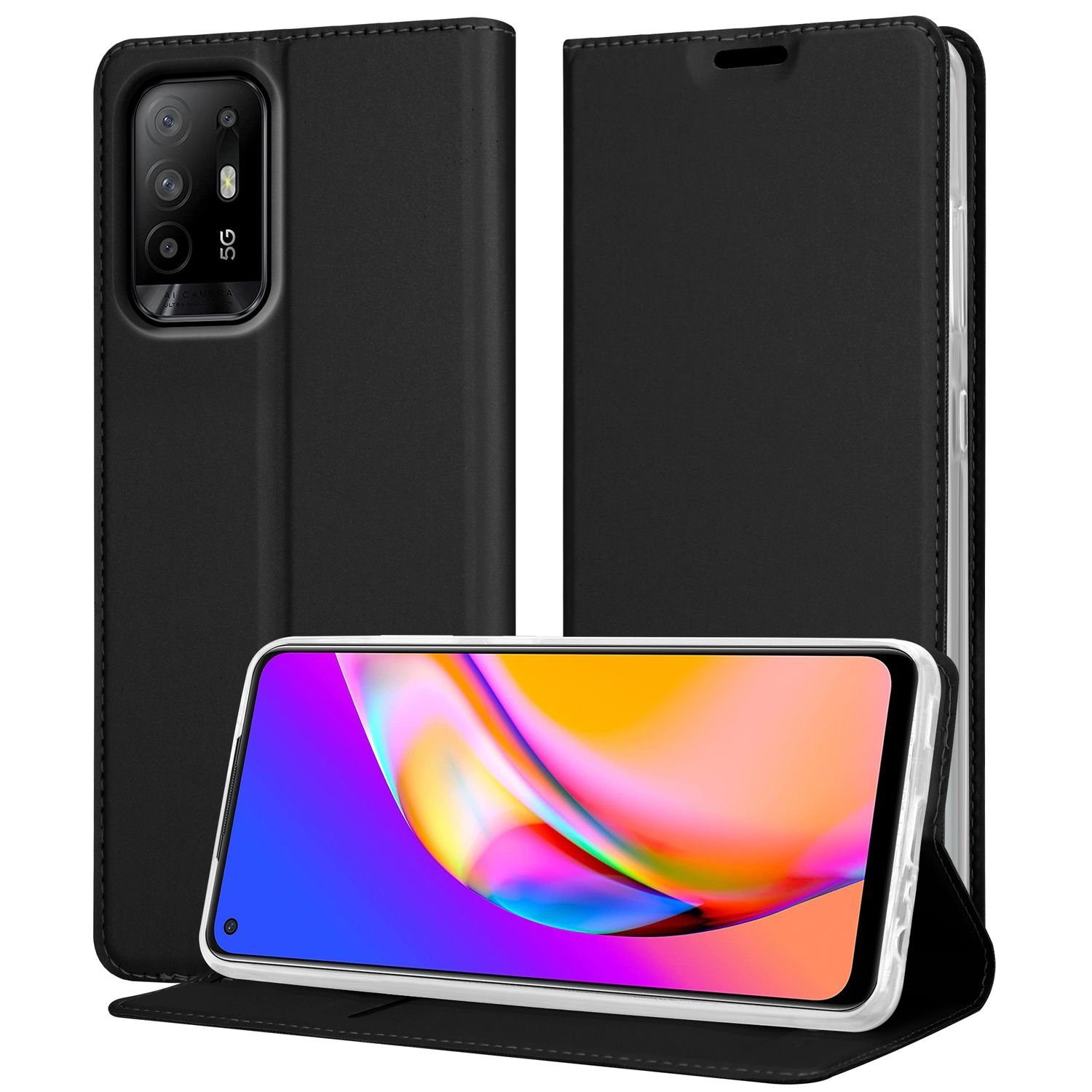 Cadorabo Handyhülle für Oppo A94 5G Hülle Oppo A94 5G, Schutzhülle Hülle mit Standfunktion, Magnetverschluss und Kartenfach