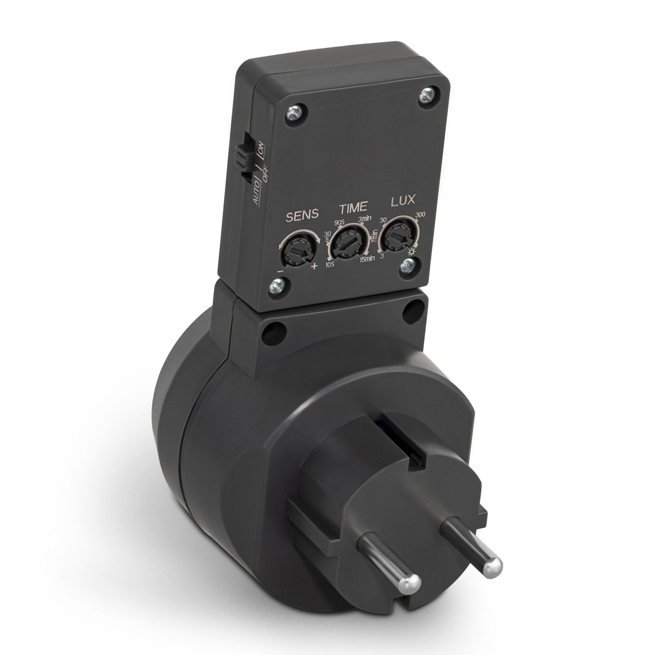 SEBSON Bewegungsmelder Zwischenstecker Bewegungsmelder - Schuko Stecker 230V programmierbar, (1-St), Schwenkbar, max. 1000W LED geeignet, Steckdosen-Adapter