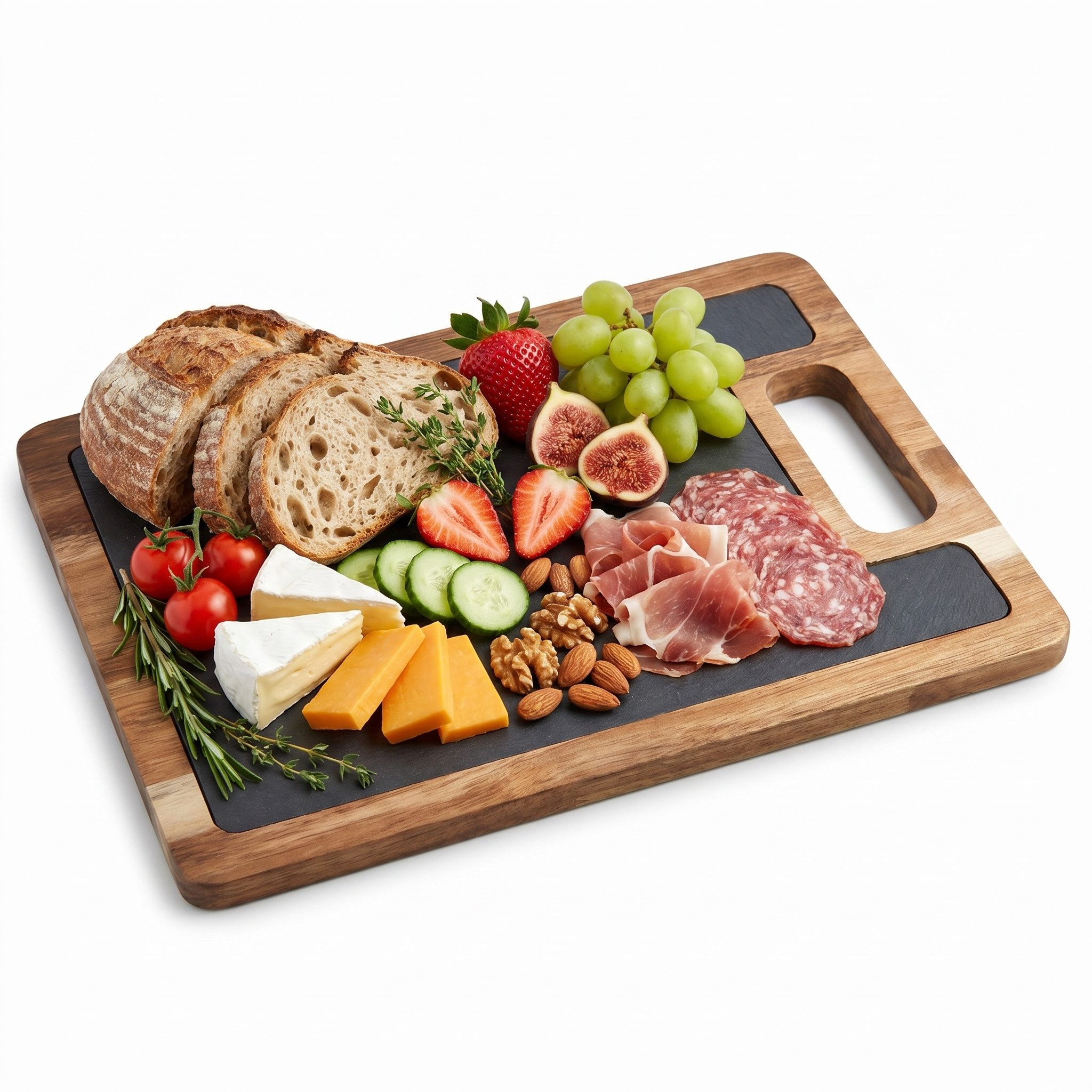 hausleben Servierbrett aus Akazienholz mit schwarzer Platte, (1-St)