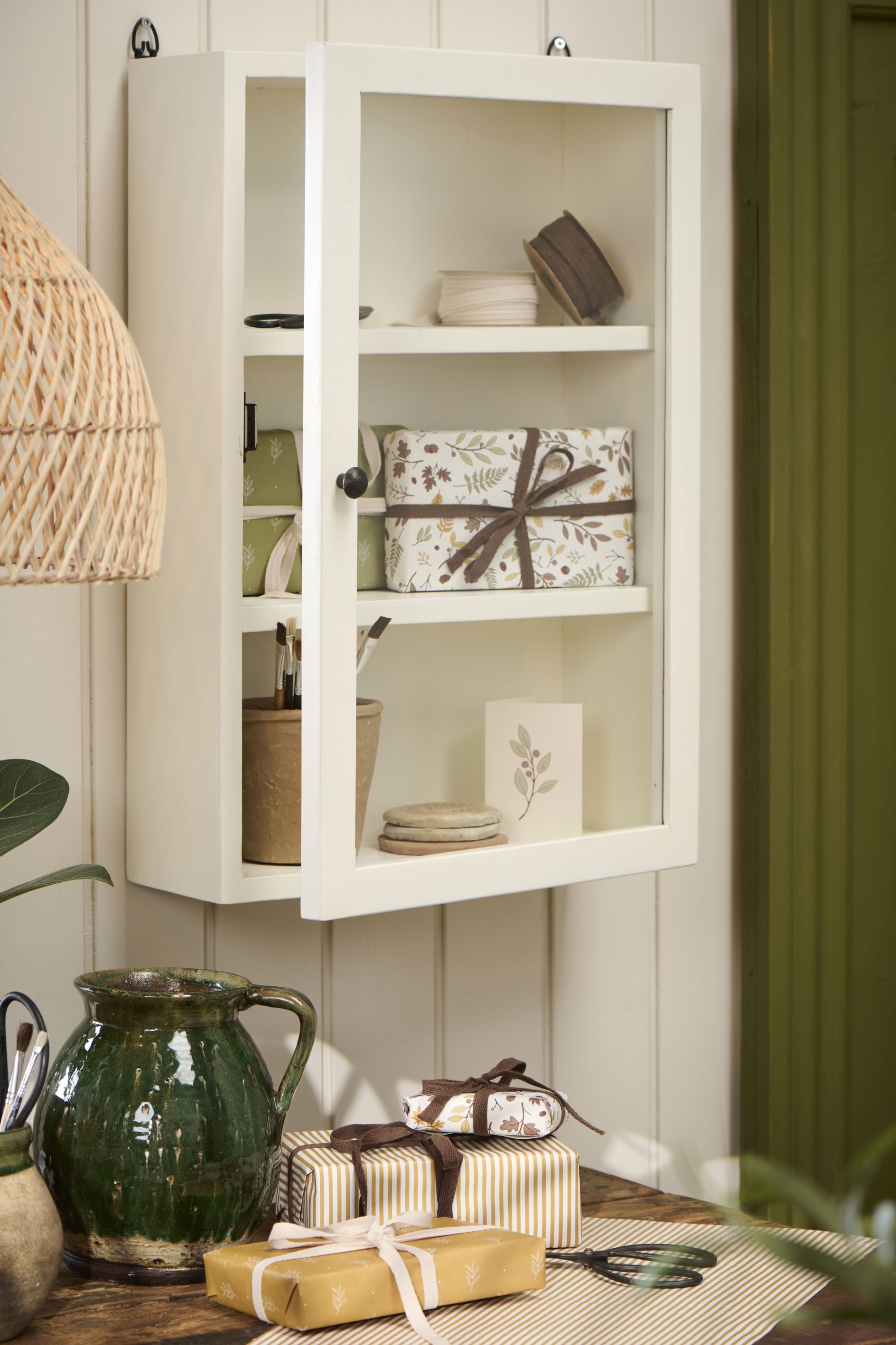 Ib Laursen Wandregal Ib Laursen - Wandschrank Hängeschrank Wandregal Holz Glas 60x40cm