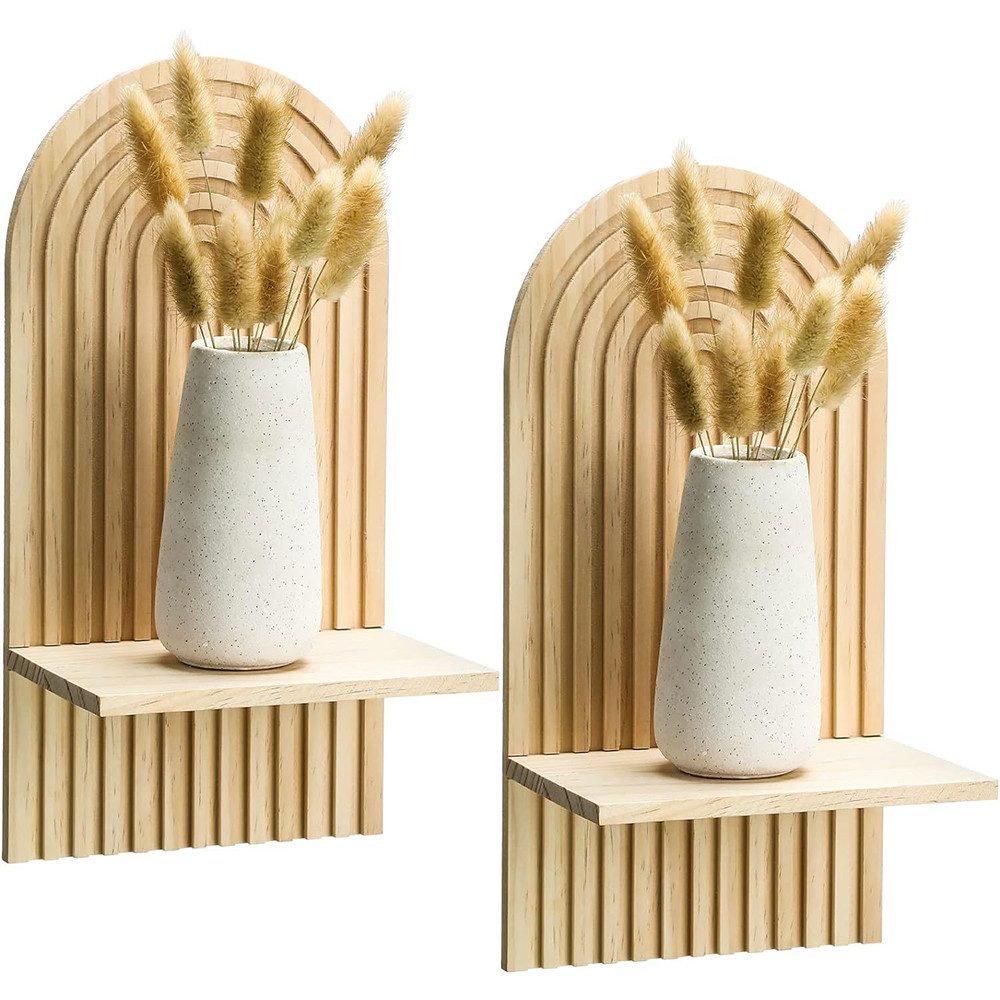 NUODWELL Wandregal 2 Stück Wandregal Holz, Boho Regenbogen Wanddeko, Klein günstig online kaufen