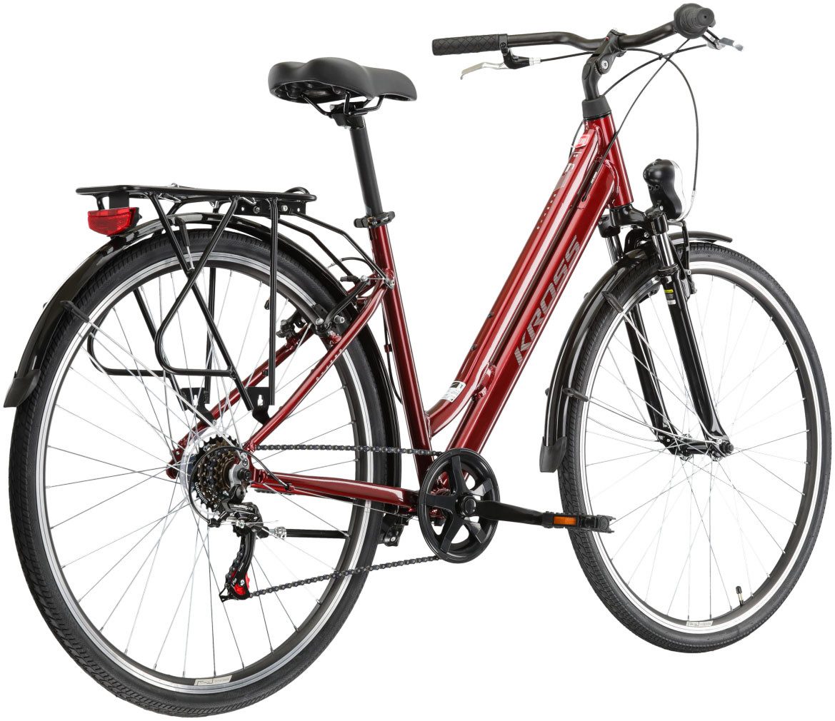 Kross Cityrad KROSS Citybike Sentio 1.0 rot 6 Gänge, 6 Gang Shimano TOURNEY TZ500 Schaltwerk, Kettenschaltung