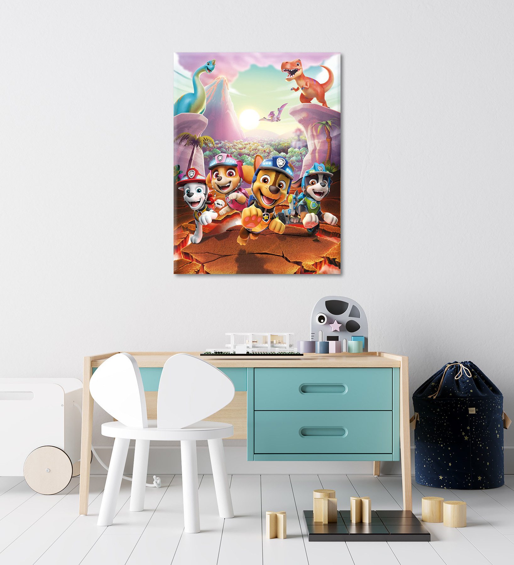 Bönninghoff Leinwandbild Wandbild DINO RESCUE PAW PATROL 46x61 cm – Leinwandbild Keilrahmen, Cartoon, Dinosaurier, Hunde, Kinder, Paw Patrol, Serien, Tiere (1 S – Bild 4 von 5