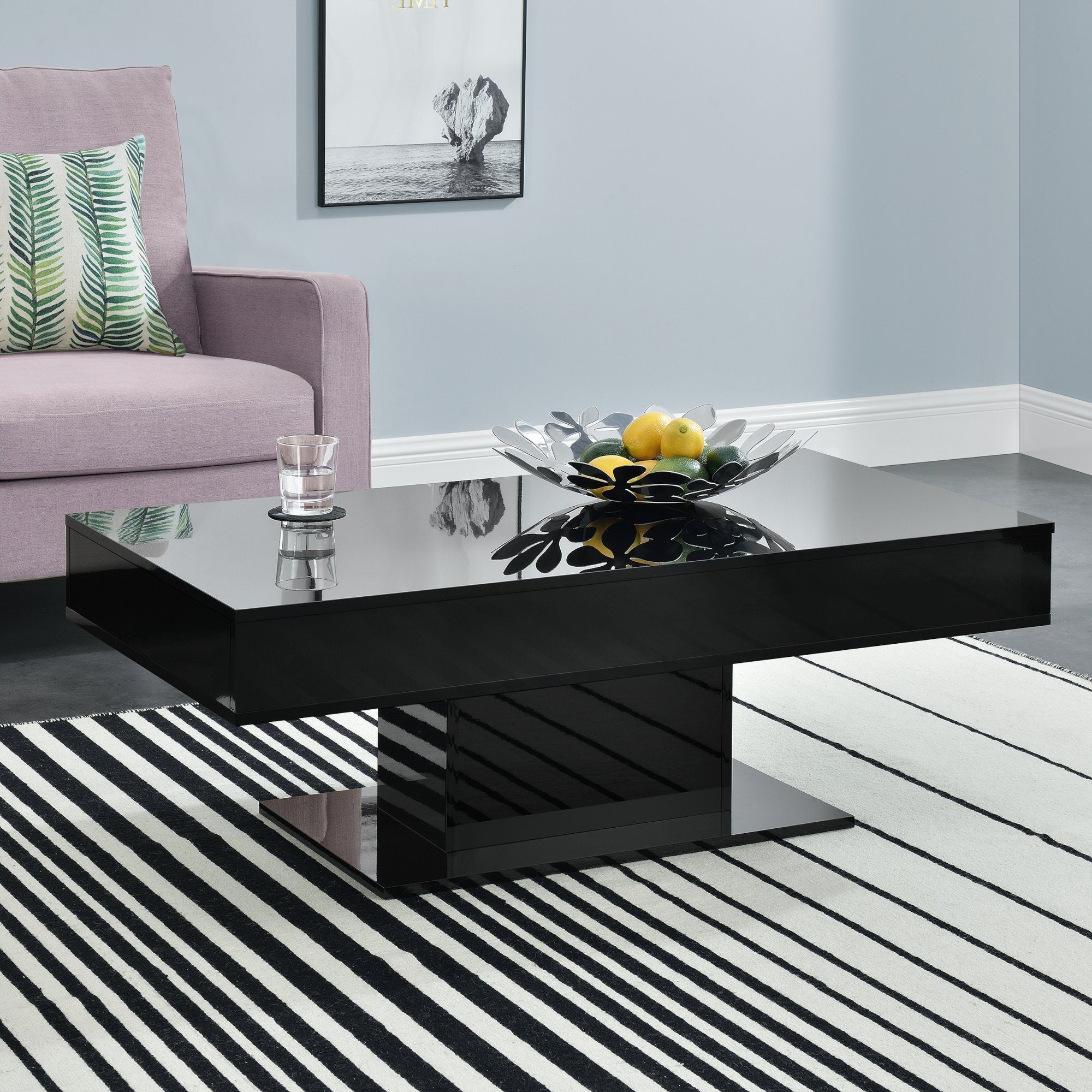 en.casa Couchtisch, »Lünen« Wohnzimmertisch 2 Staufächer 40x110x60cm Schwar günstig online kaufen