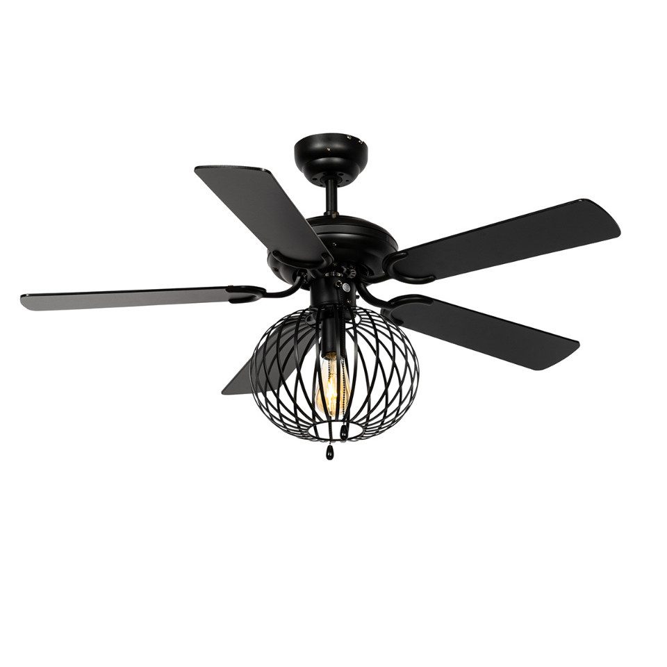 Qazqa Deckenventilator Mistral, E27, Schwarz, Industrie, günstig online kaufen