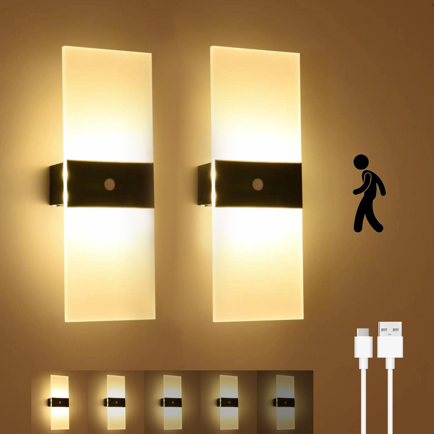 ZEUOPQ LED Wandleuchte LED-Wandleuchte wiederaufladbar Touch-Steuerung günstig online kaufen