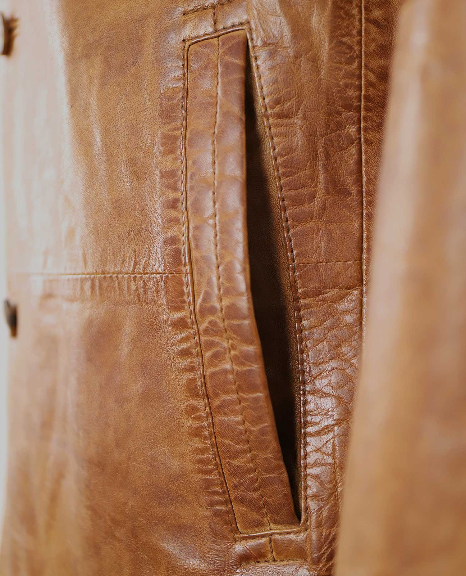 Maddox Lederjacke Maddox - Herren Lederjacke Sakko Lammnappa cognac