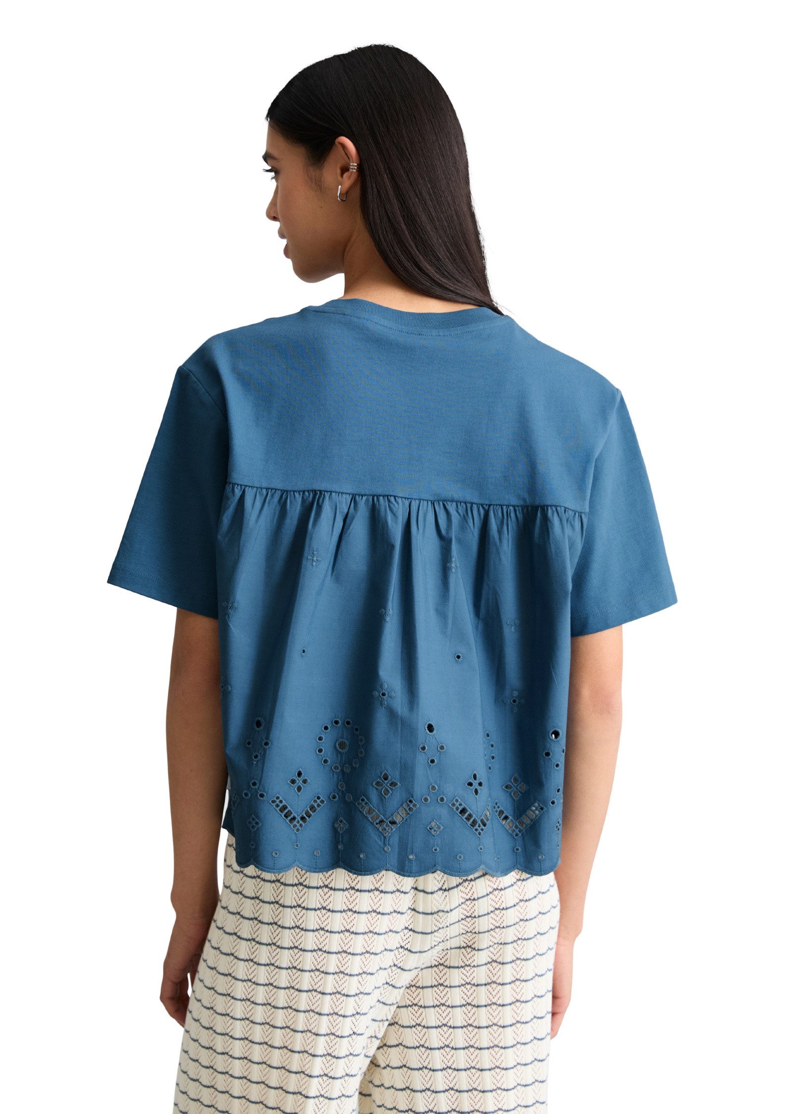 Marc O'Polo DENIM T-Shirt aus Material-Mix